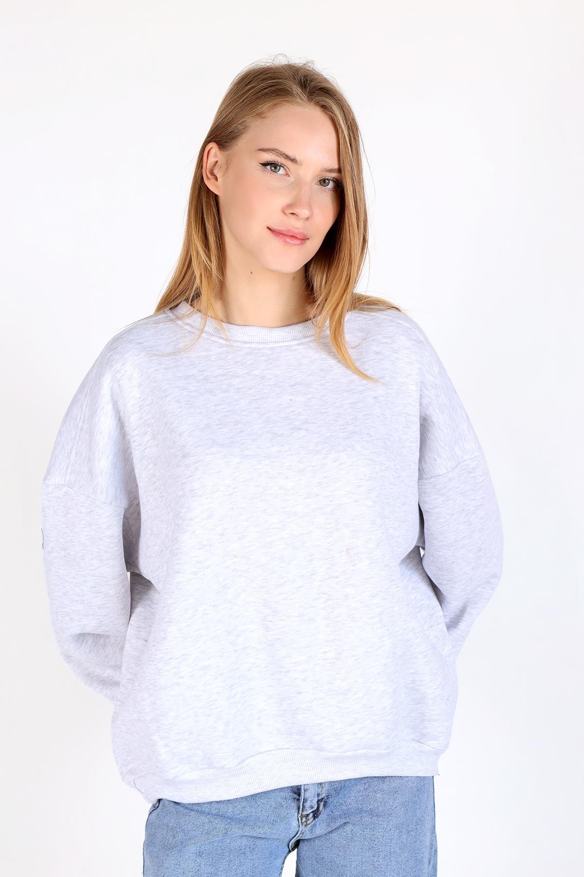 Karmelanj Bisiklet Yaka Oversize Kadın Sweatshirt 9152M 