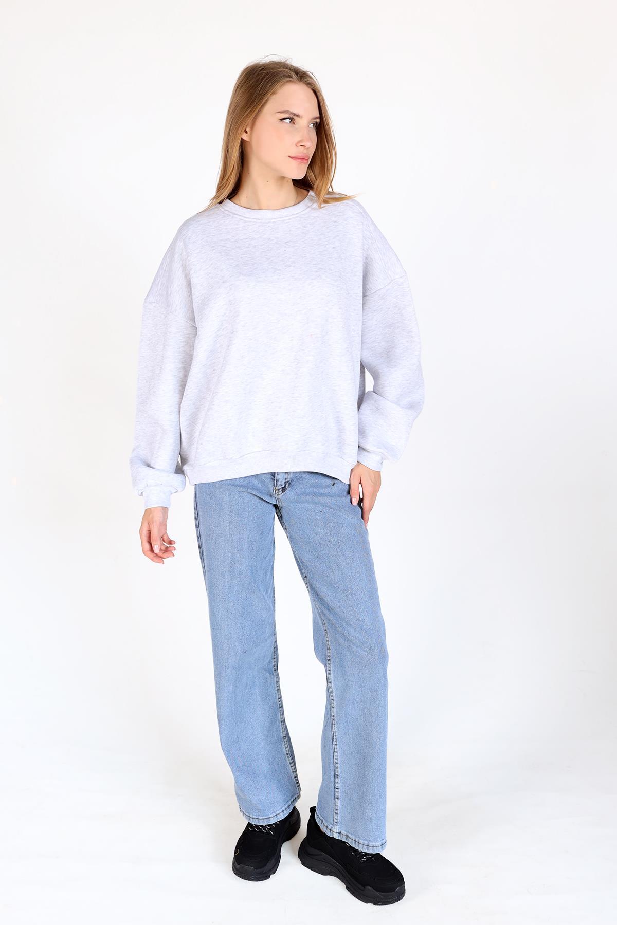 Karmelanj Bisiklet Yaka Oversize Kadın Sweatshirt 9152M - 4