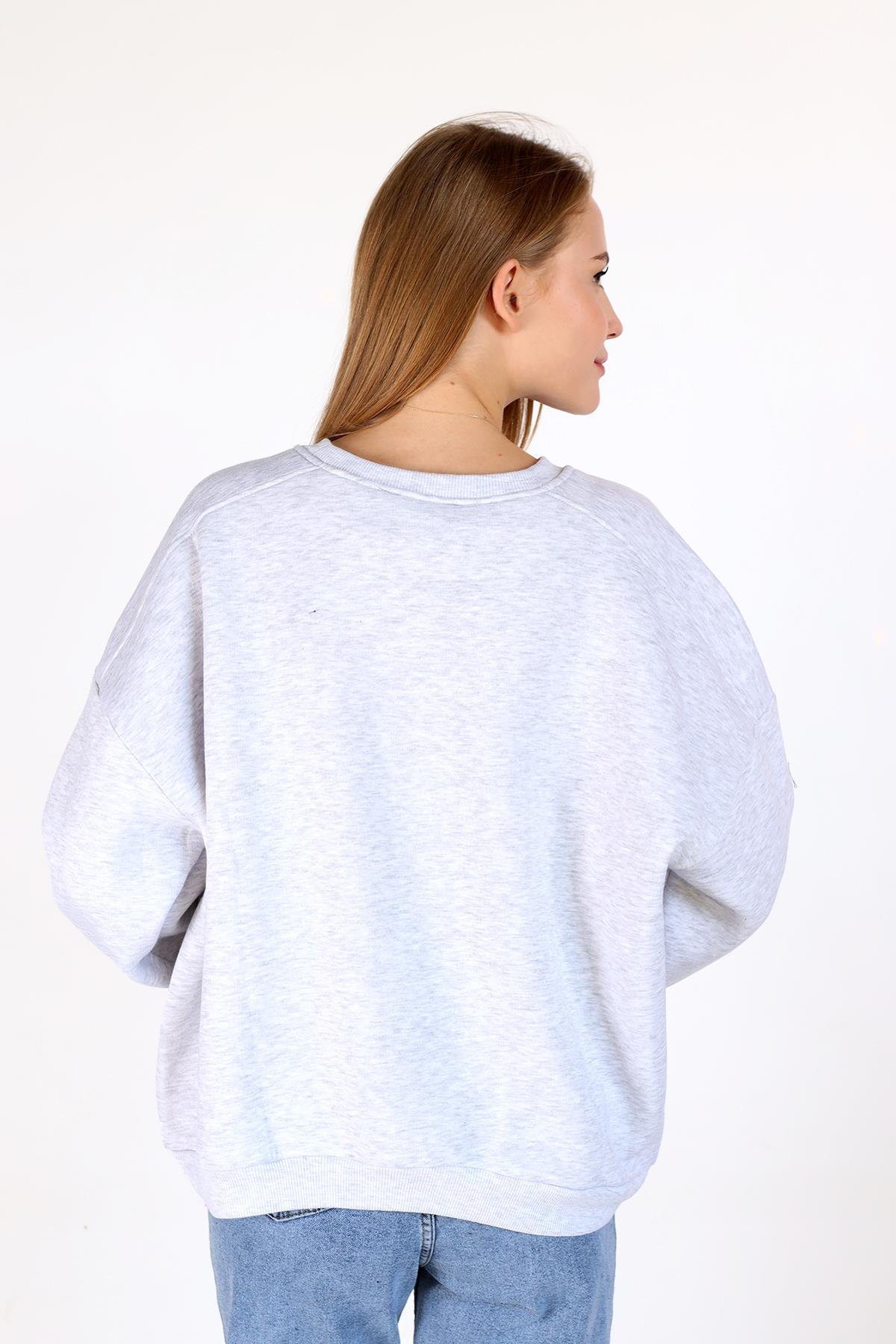 Karmelanj Bisiklet Yaka Oversize Kadın Sweatshirt 9152M - 5