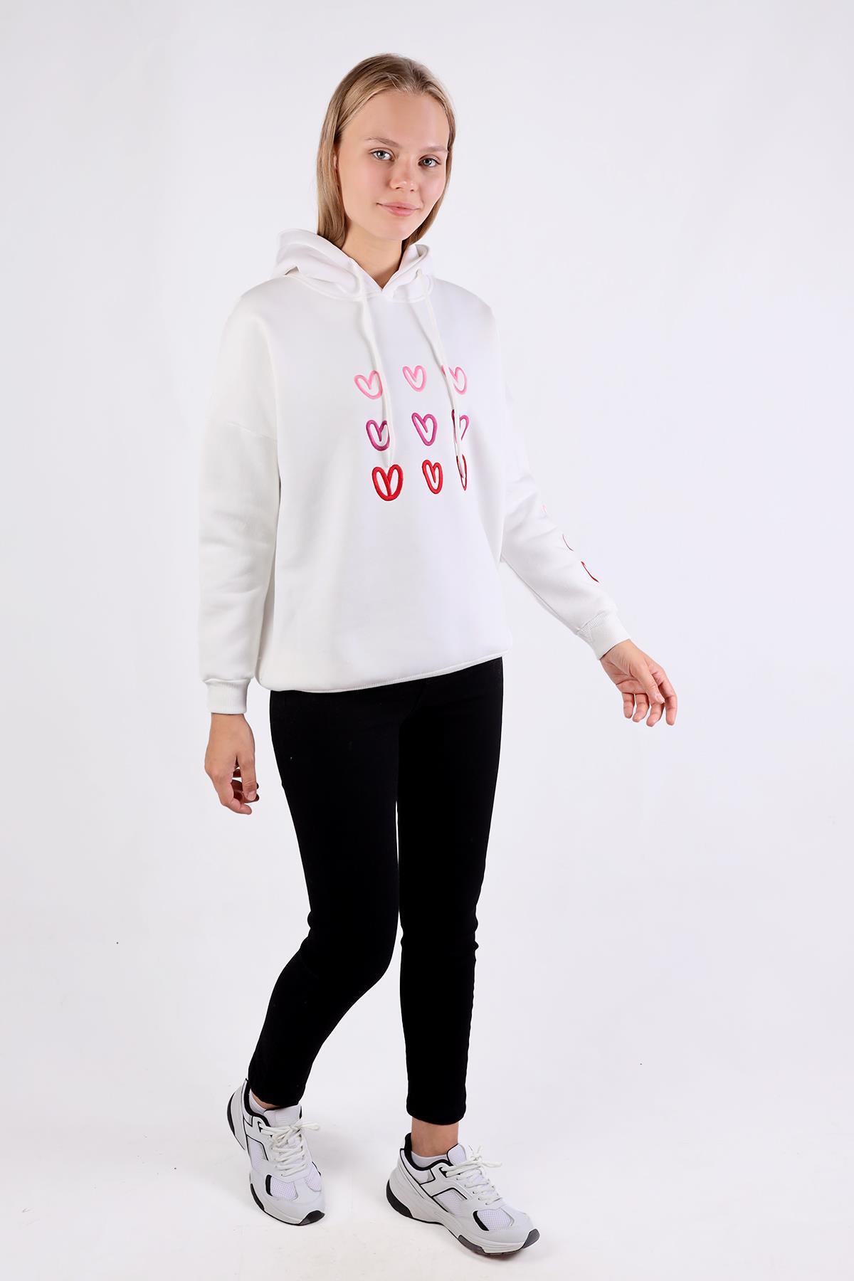 Ekru Kalp Nakışlı Sweat 9154M - 7