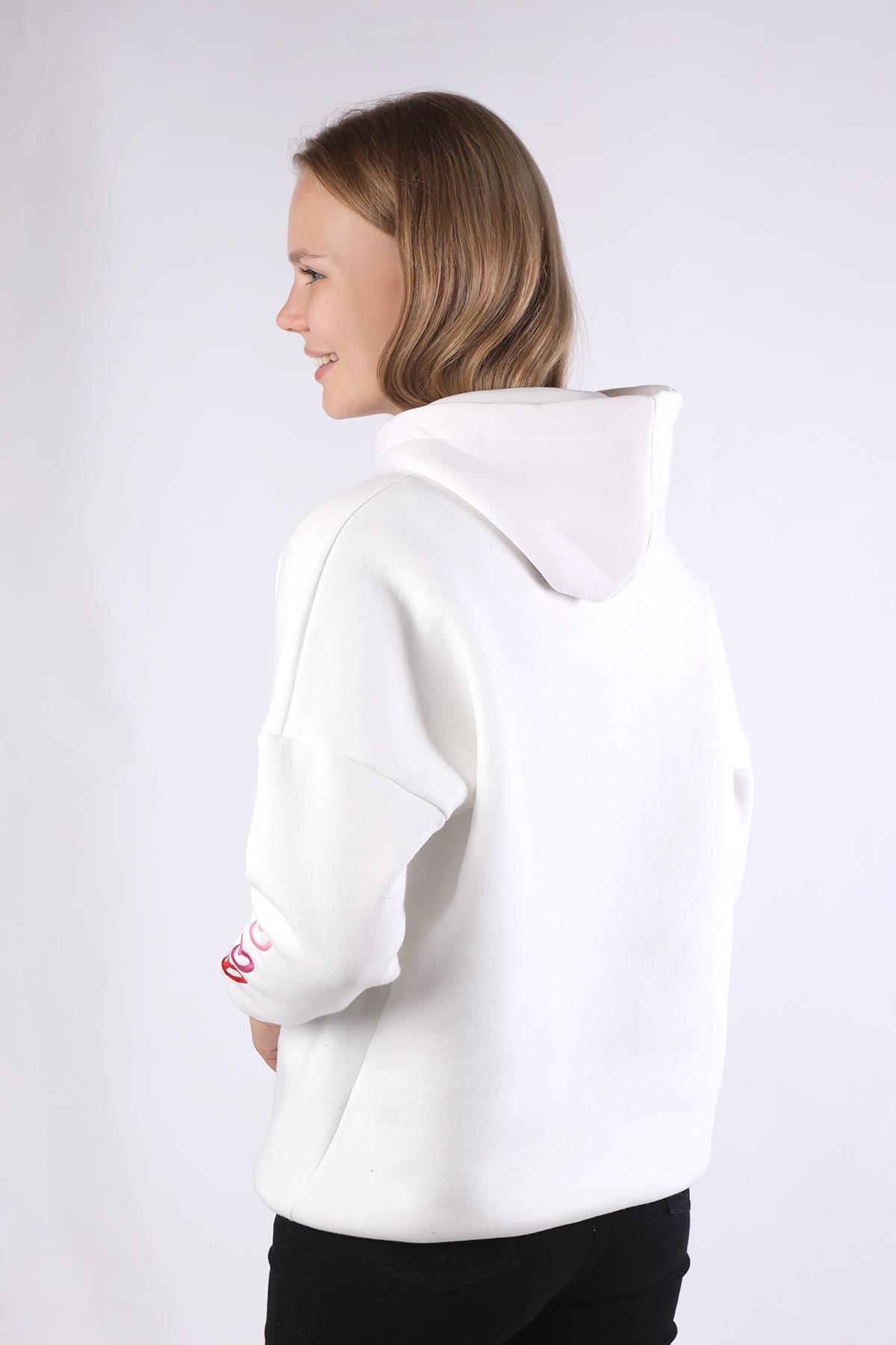 Ekru Kalp Nakışlı Sweat 9154M - 5