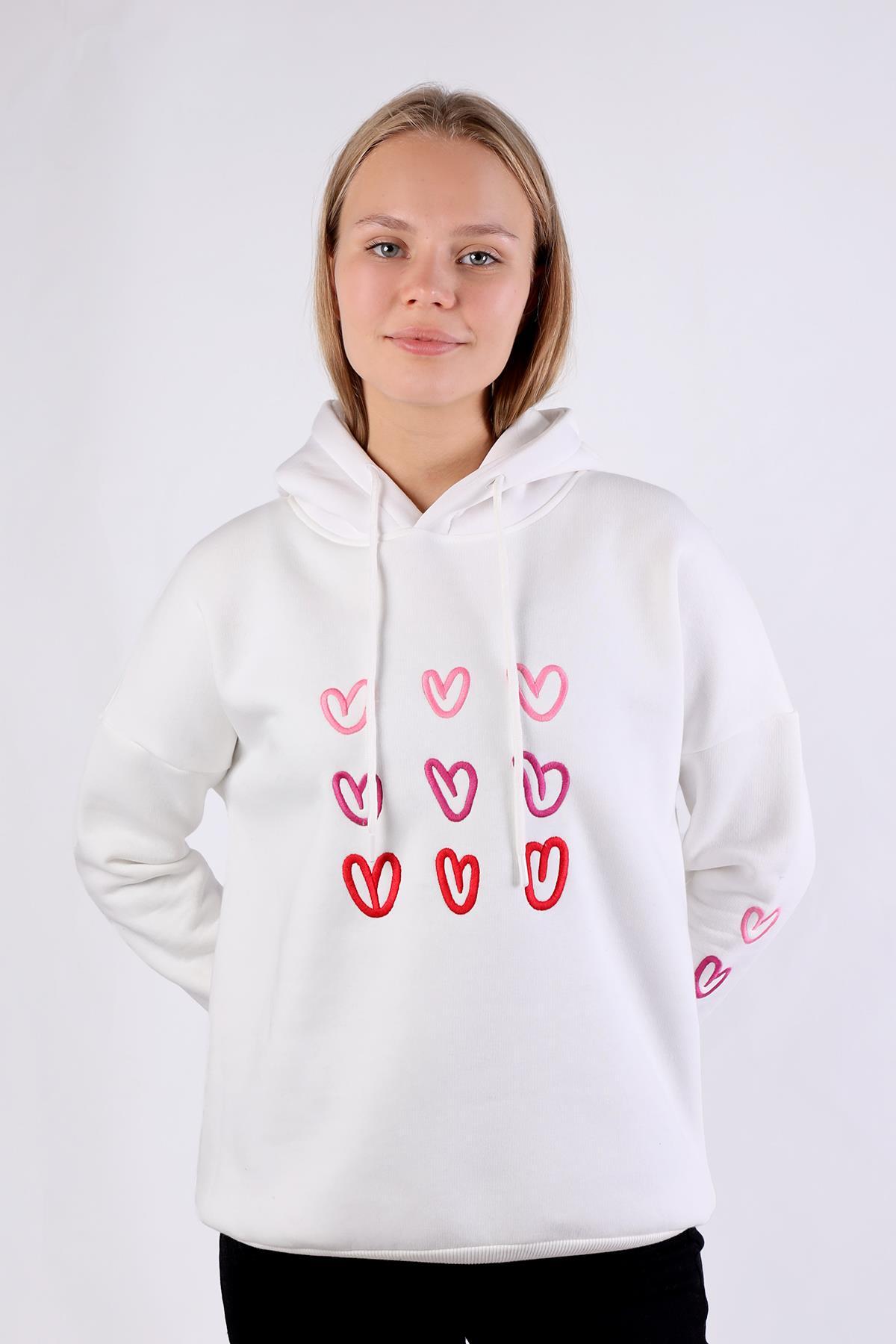 Ekru Kalp Nakışlı Sweat 9154M - 6