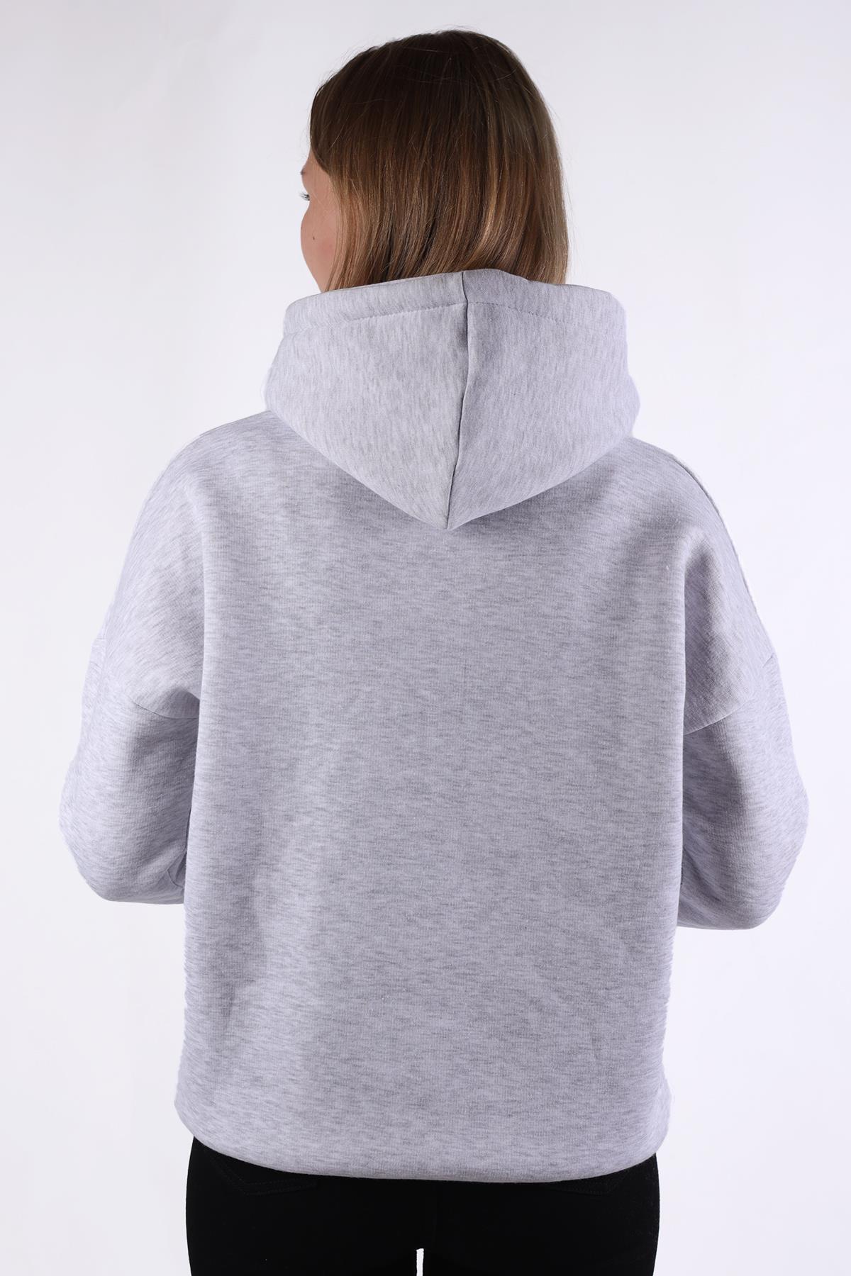 9154M Kalp Nakışlı Sweat Gri - 5