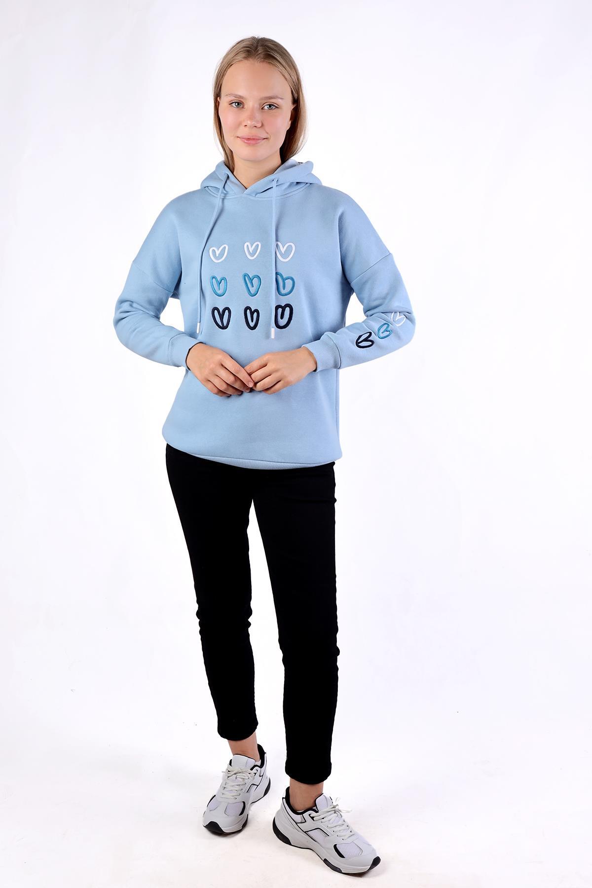 Mavi Kalp Nakışlı Sweat 9154M - 2