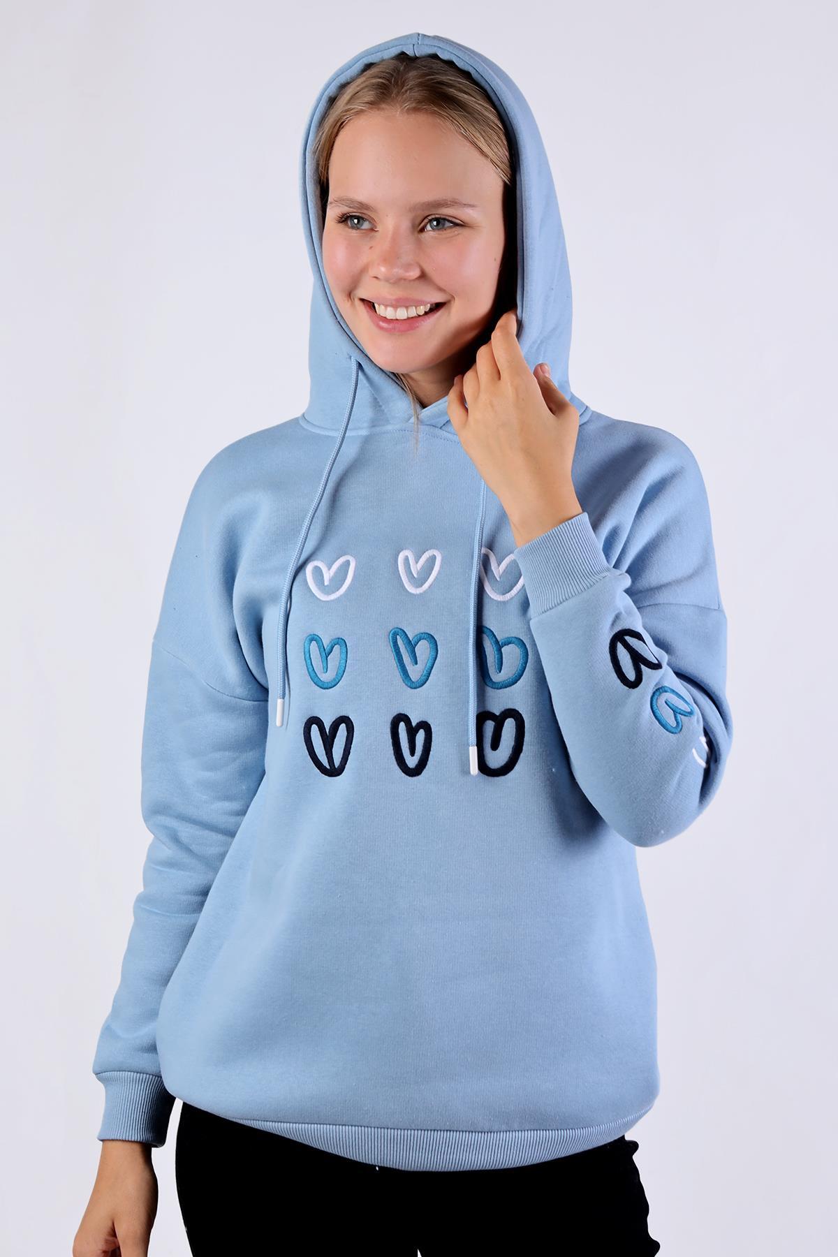 Mavi Kalp Nakışlı Sweat 9154M - 3