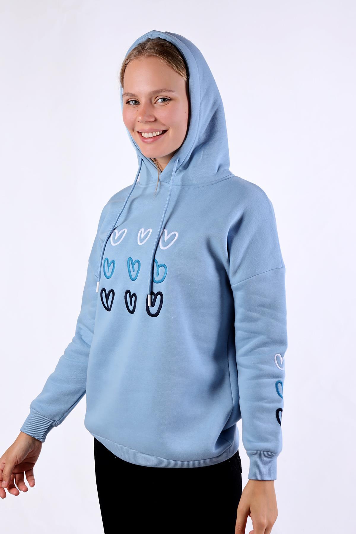 Mavi Kalp Nakışlı Sweat 9154M - 6