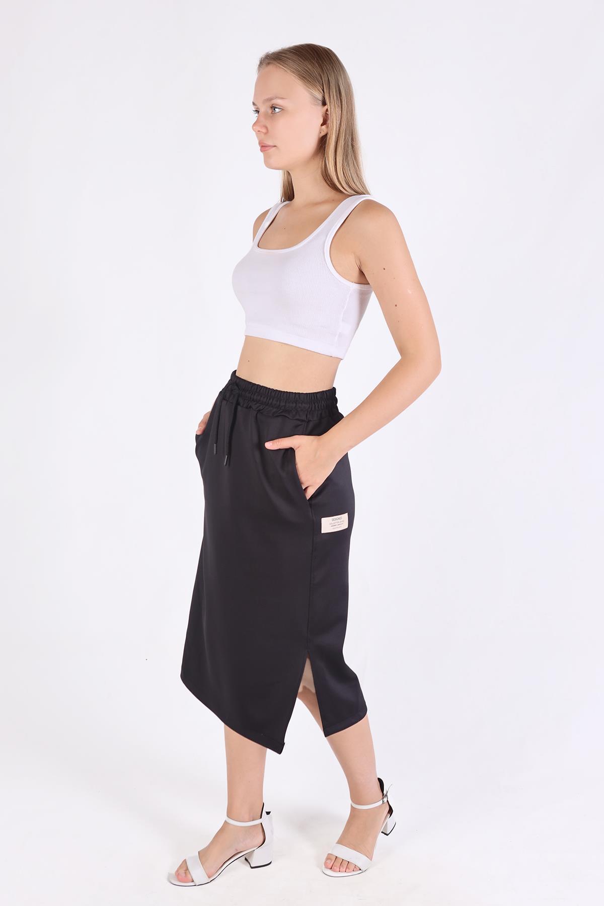 Siyah Bel Bağlama Detay Etek 9156M 