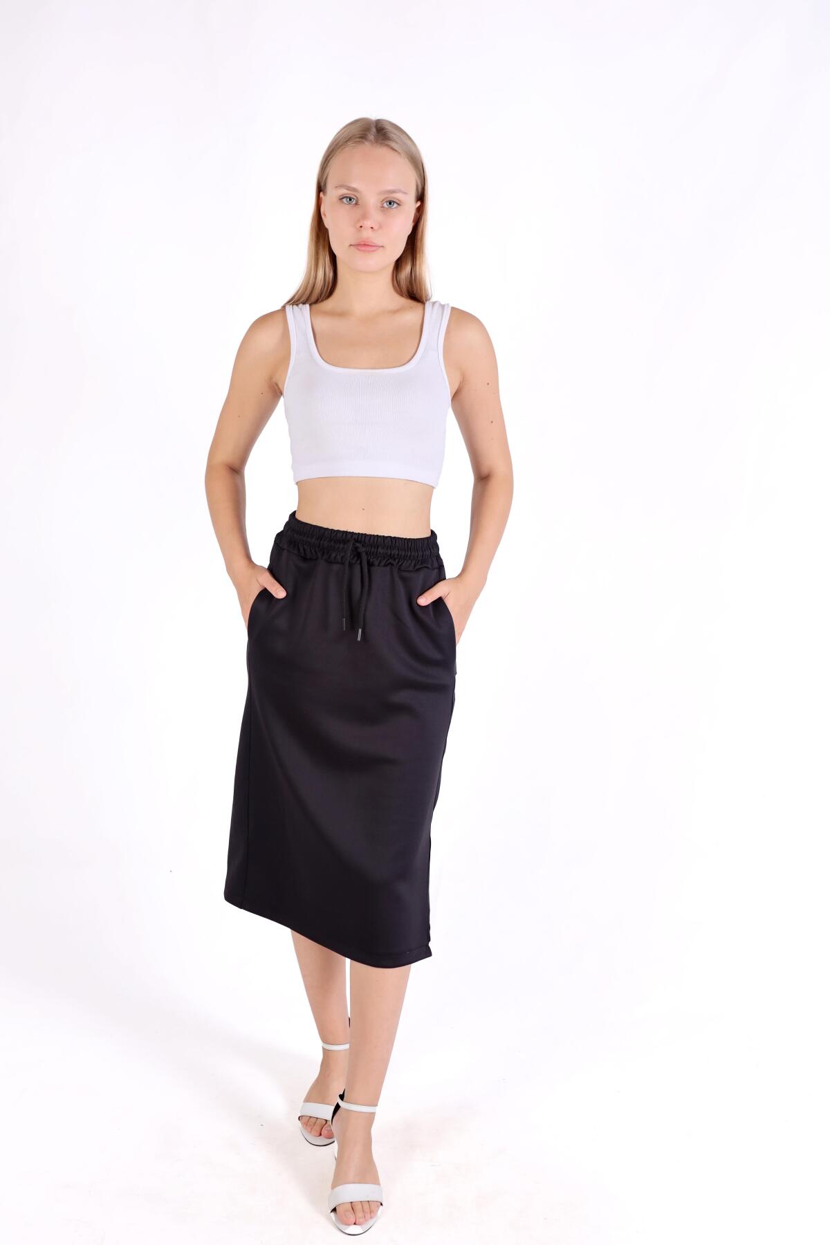 Siyah Bel Bağlama Detay Etek 9156M - 2