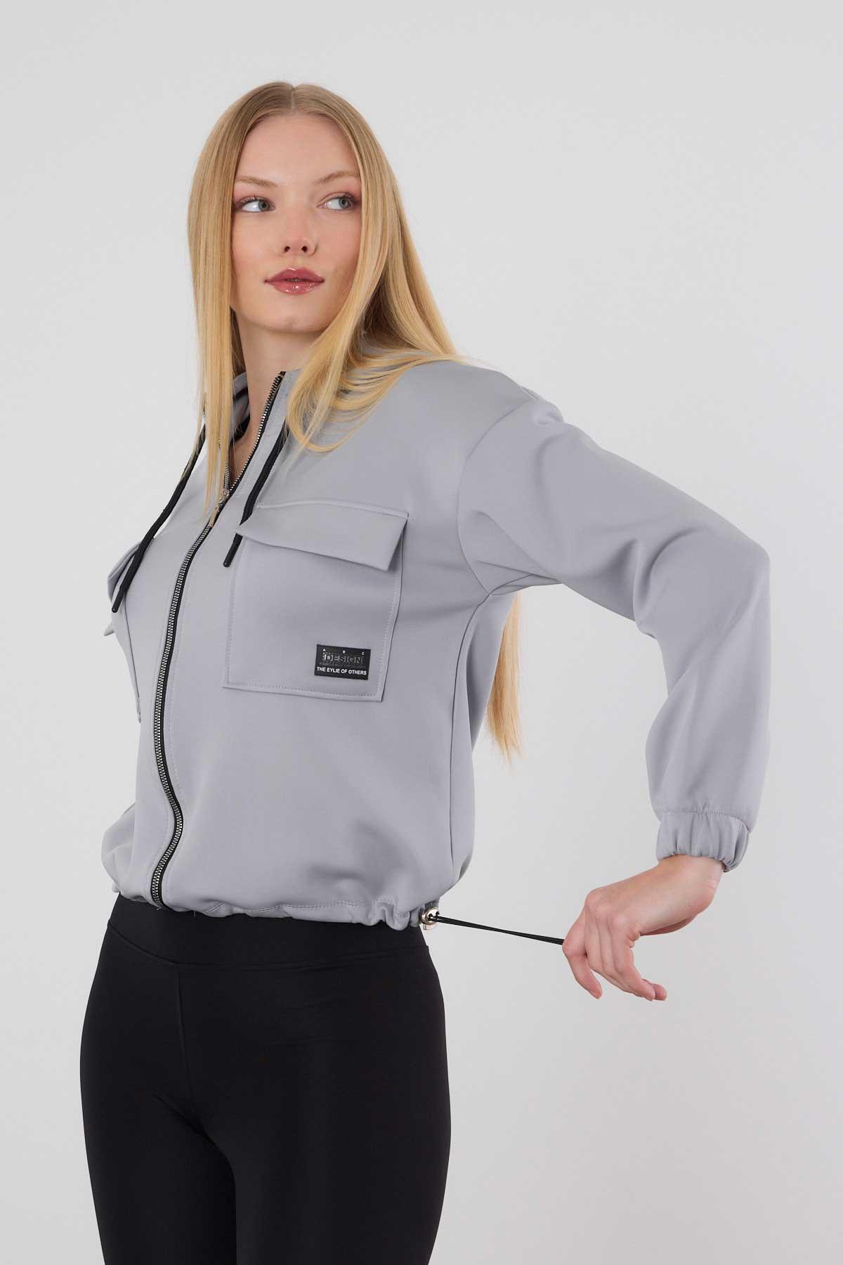 9159M Dalgıç Detay Cepli Sweat Gri - RAYS