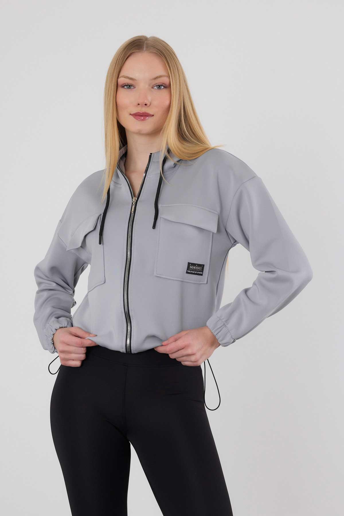 Gri Dalgıç Detay Cepli Sweat 9159M 