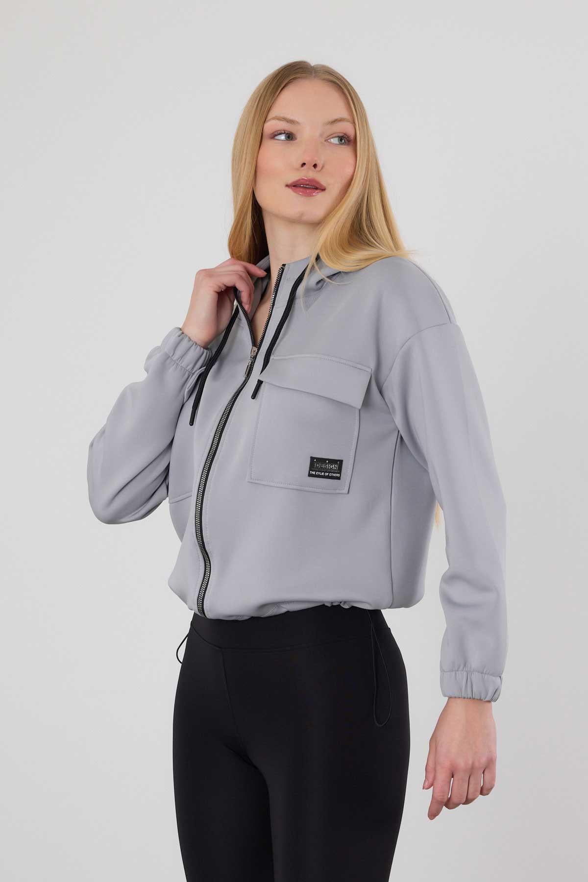 Gri Dalgıç Detay Cepli Sweat 9159M - 7