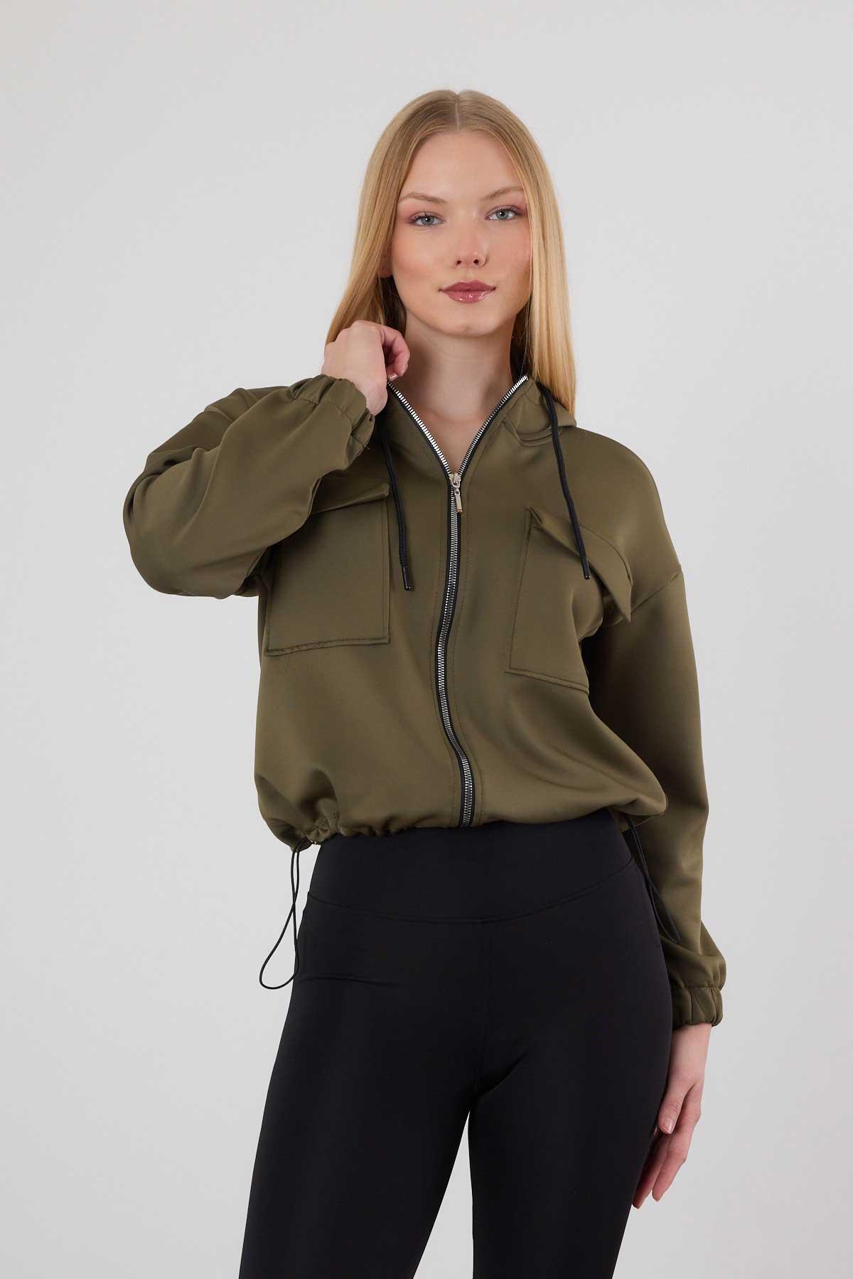 Haki Dalgıç Detay Cepli Sweat 9159M - 3