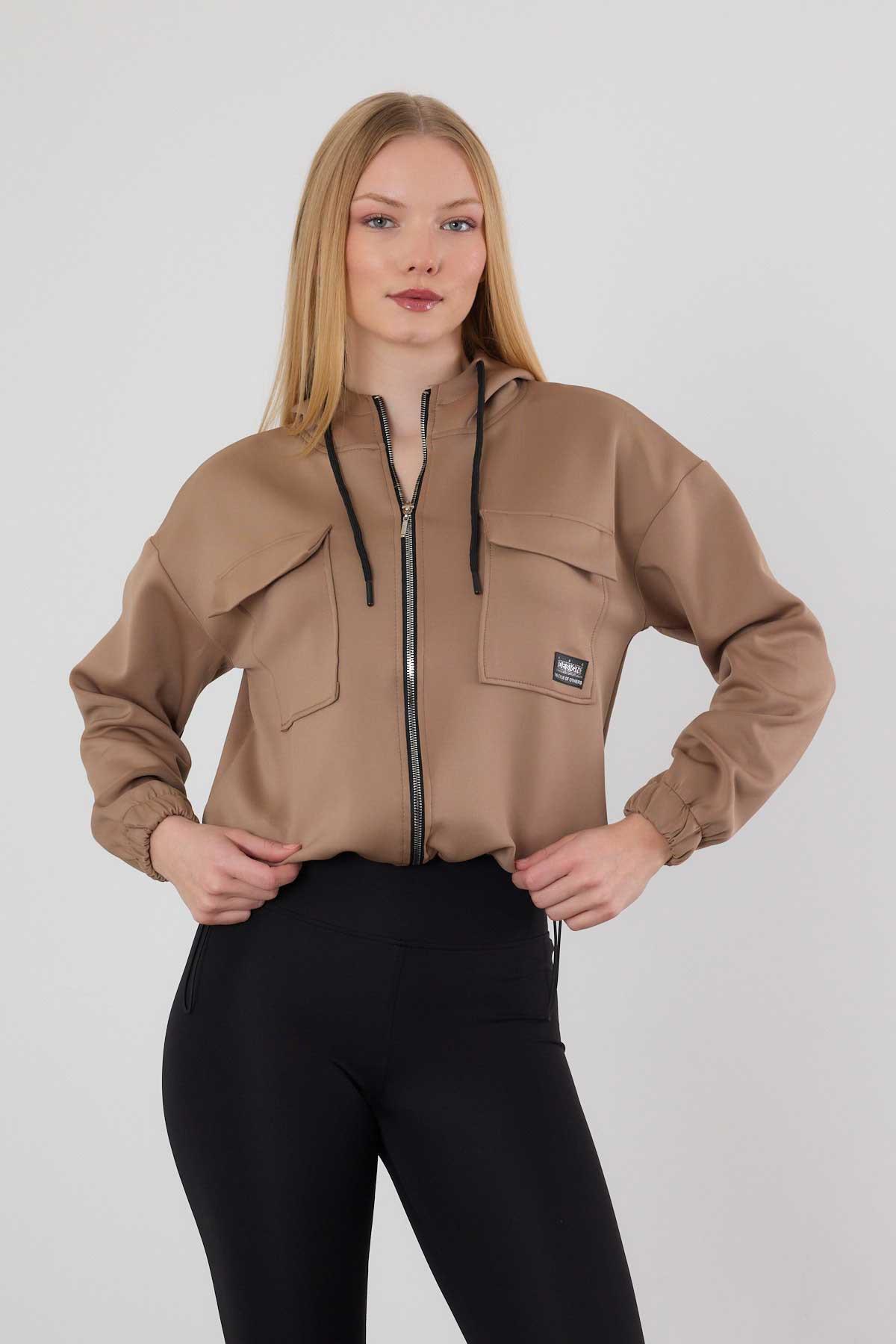 Kahve Dalgıç Detay Cepli Sweat 9159M - 1