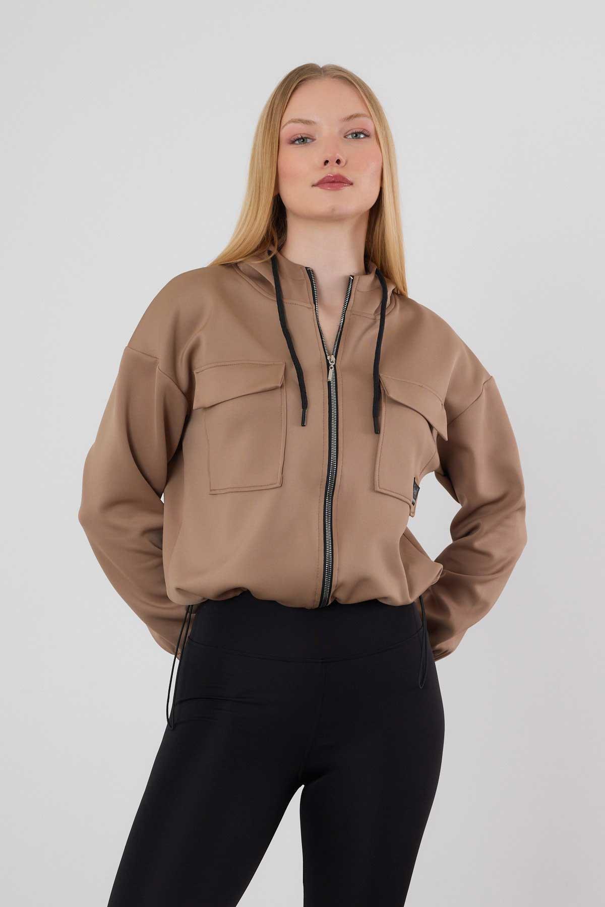 Kahve Dalgıç Detay Cepli Sweat 9159M - 7