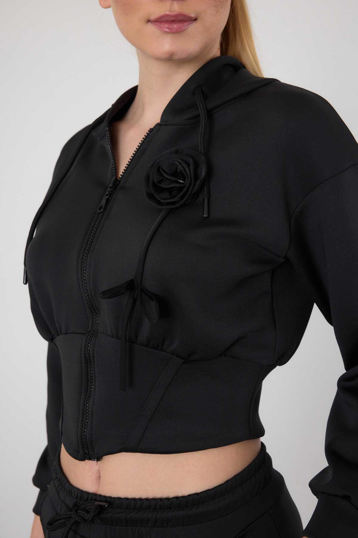 Siyah Çiçek Detay Dalgıç Takım 9160M - 5