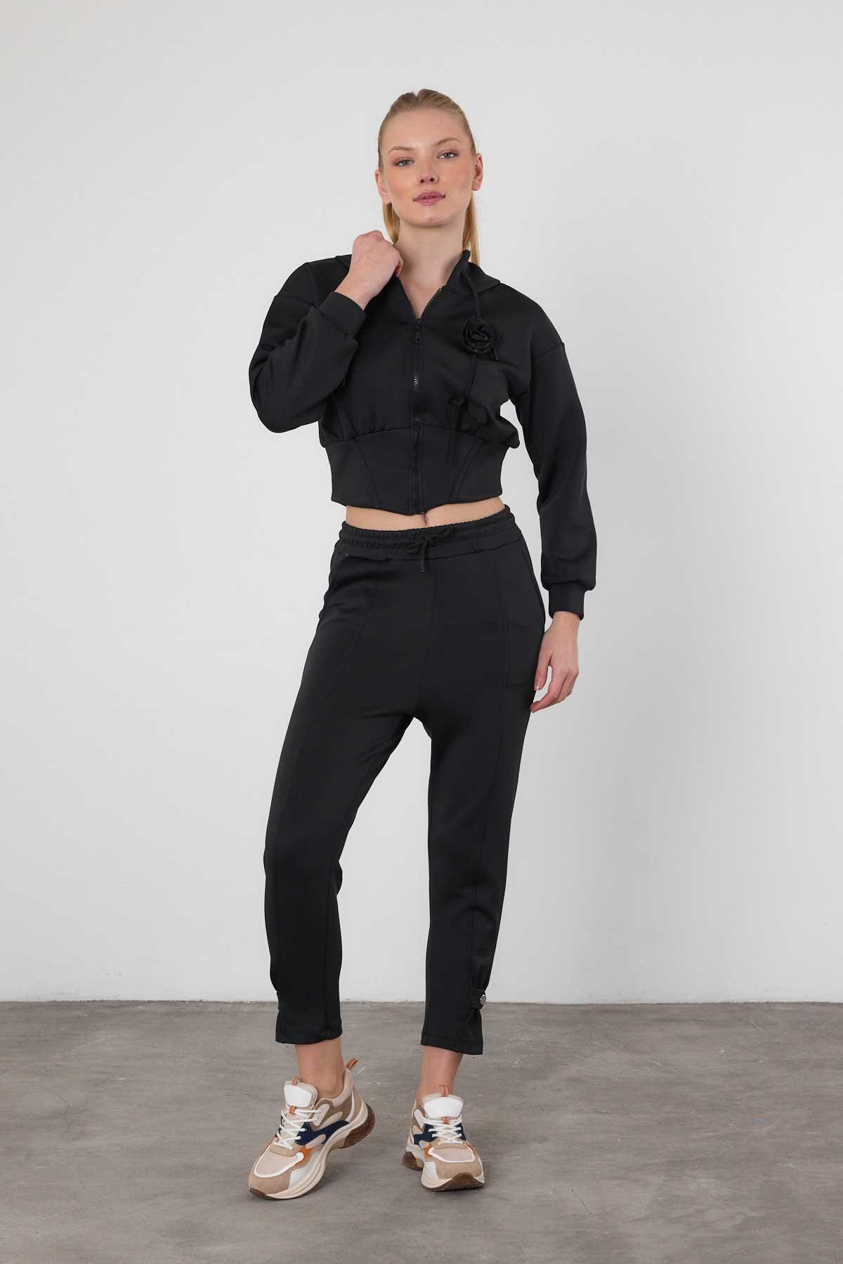 Siyah Çiçek Detay Dalgıç Takım 9160M - 8