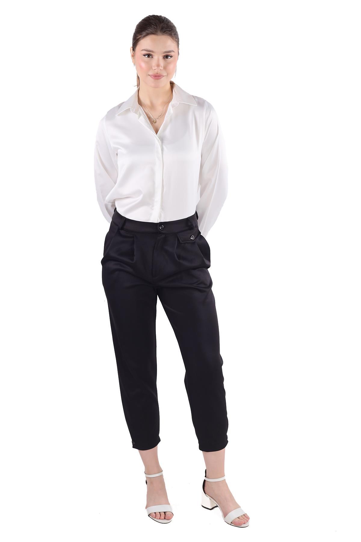 9165M Cep Detay Dalgıç Pantolon Siyah 