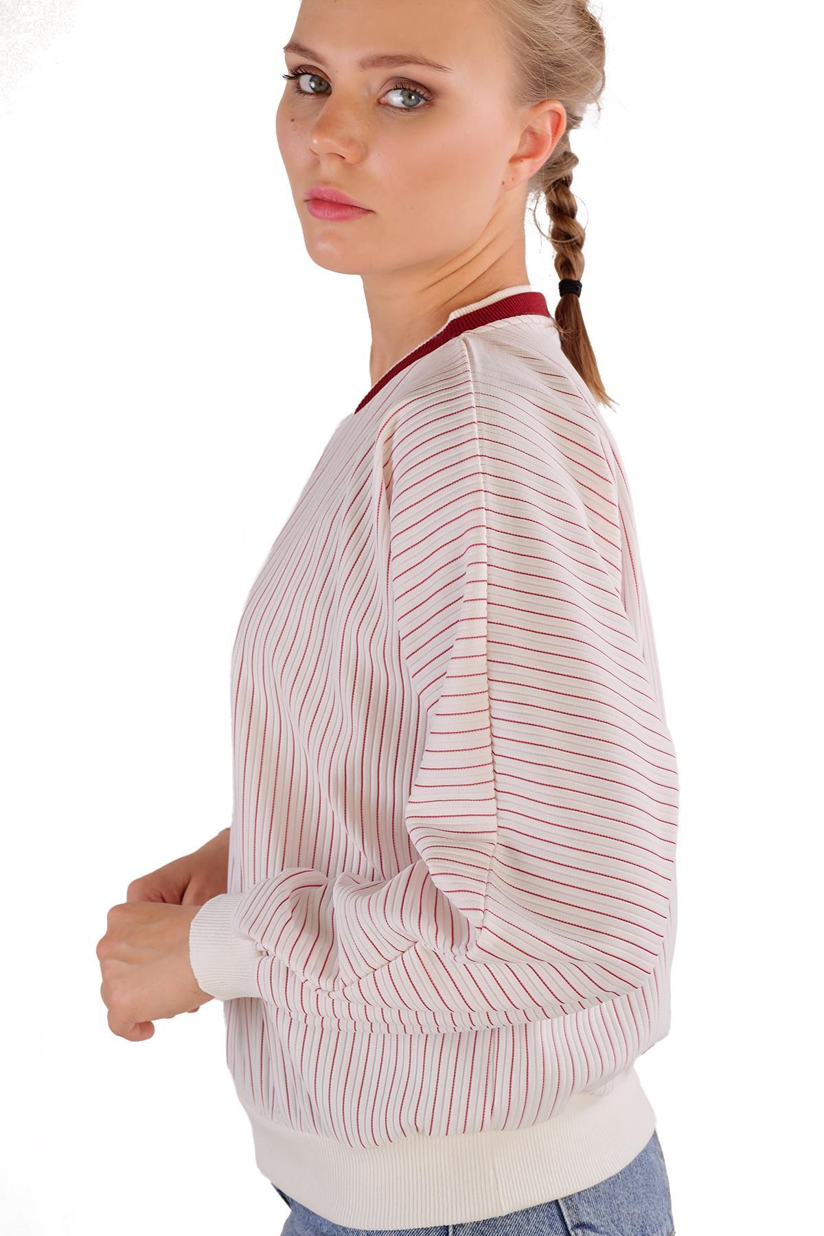 9166M Bisiklet Yaka Sweat Kırmızı - 7