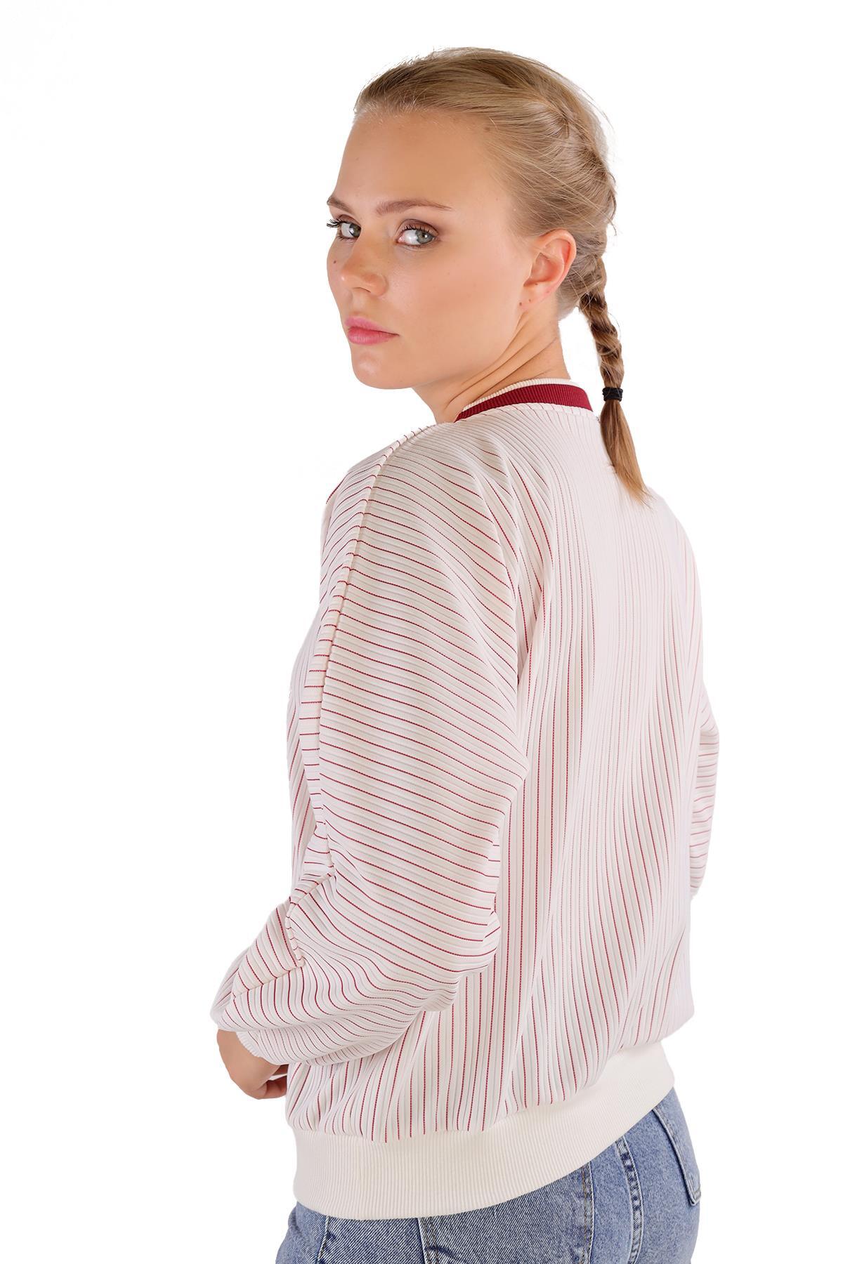 9166M Bisiklet Yaka Sweat Kırmızı - 6