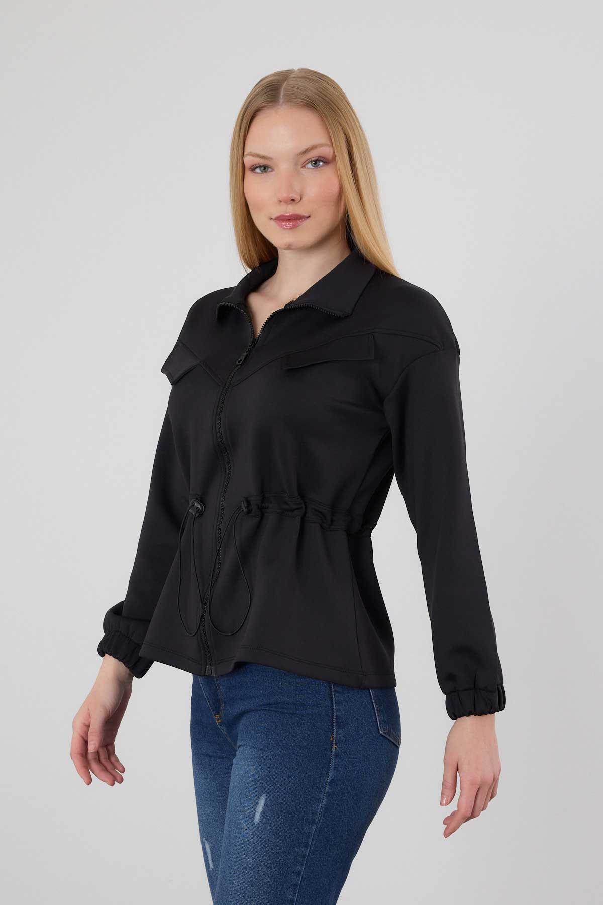 Siyah Bel Lastik Fermuarlı Sweat 9167M - 8