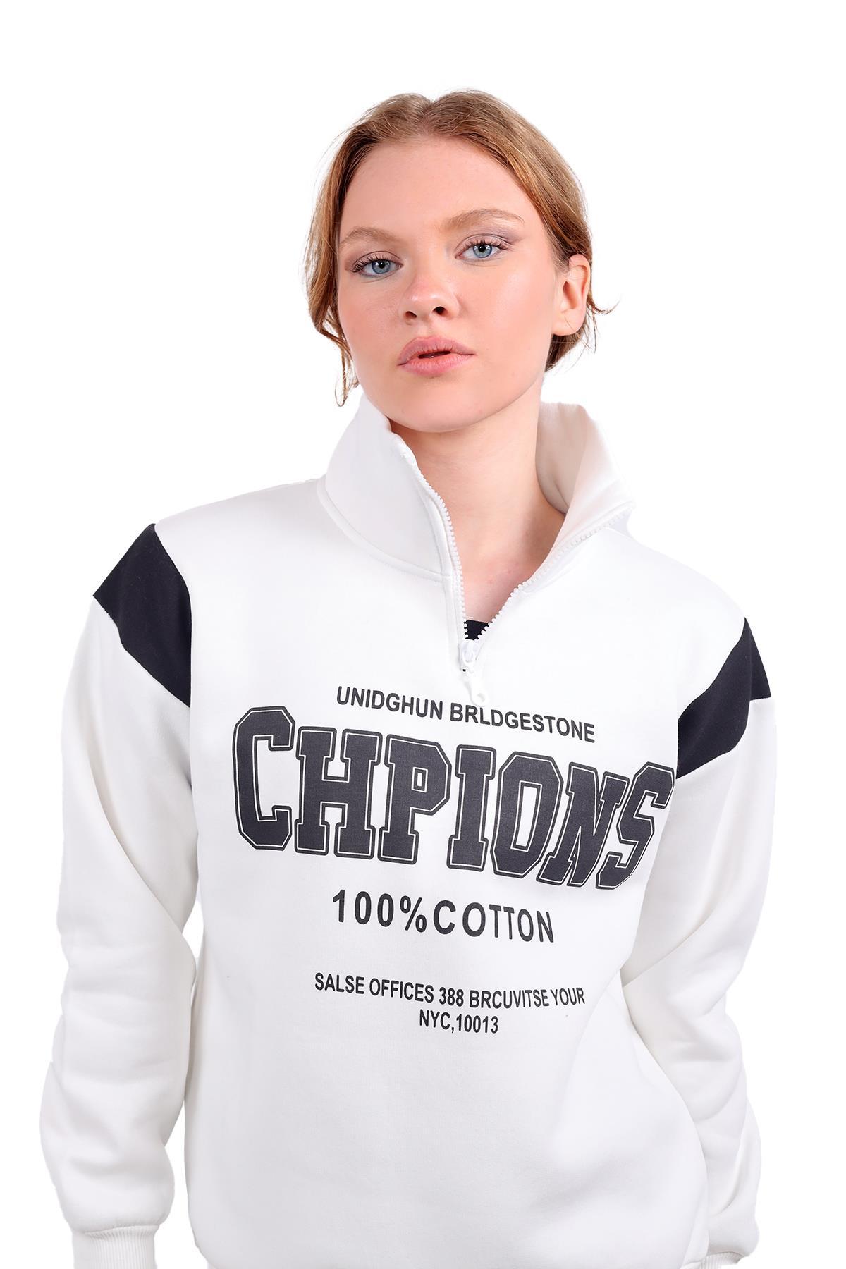 Ekru Yazı Detay Sweat 9168M 