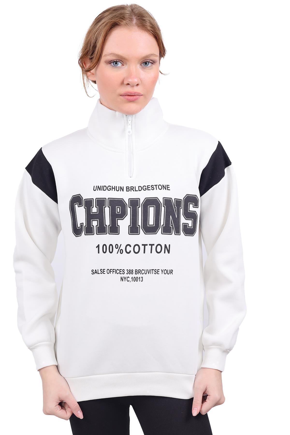 Ekru Yazı Detay Sweat 9168M - 3