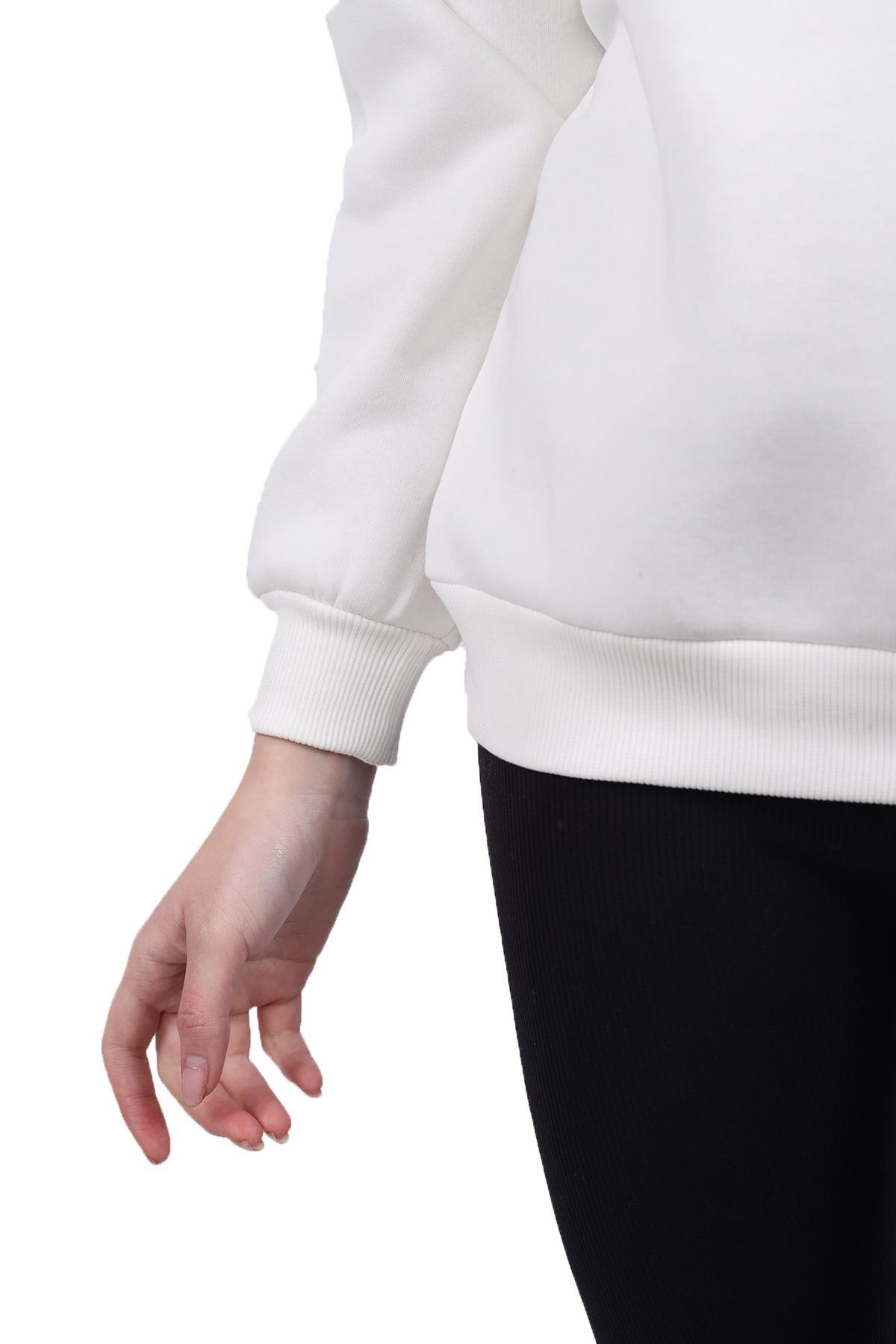 Ekru Yazı Detay Sweat 9168M - 4