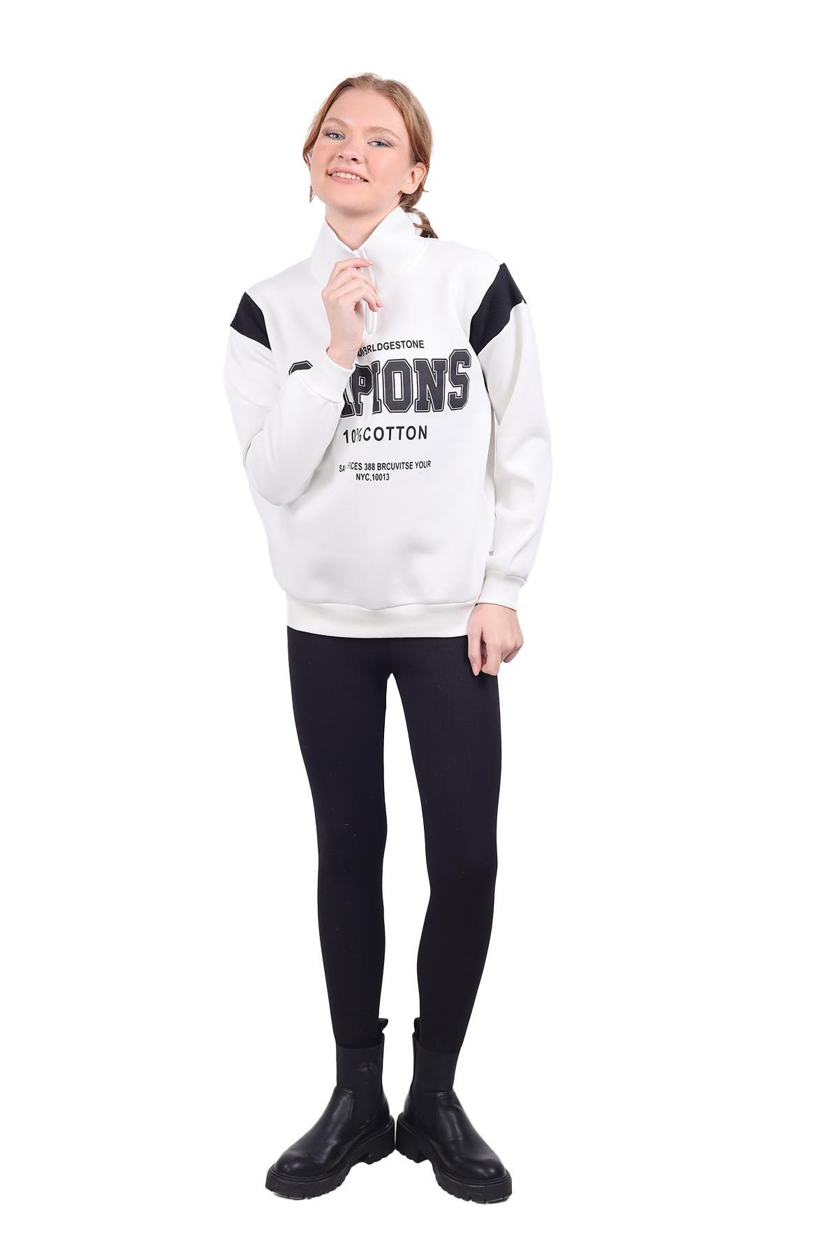 Ekru Yazı Detay Sweat 9168M - 7