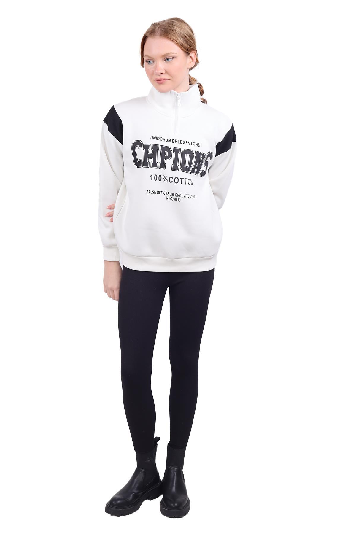 Ekru Yazı Detay Sweat 9168M - 8