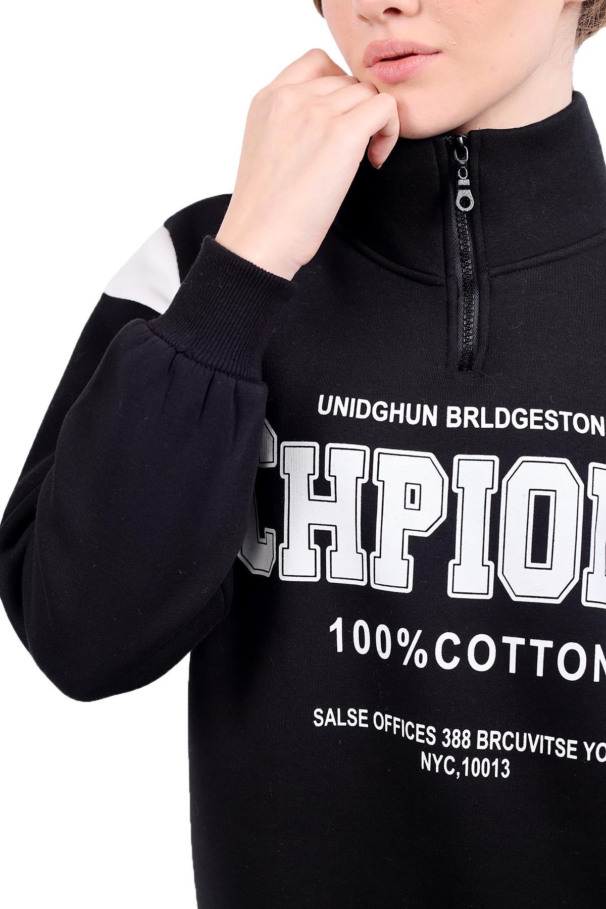 Siyah Yazı Detay Sweat 9168M - 4