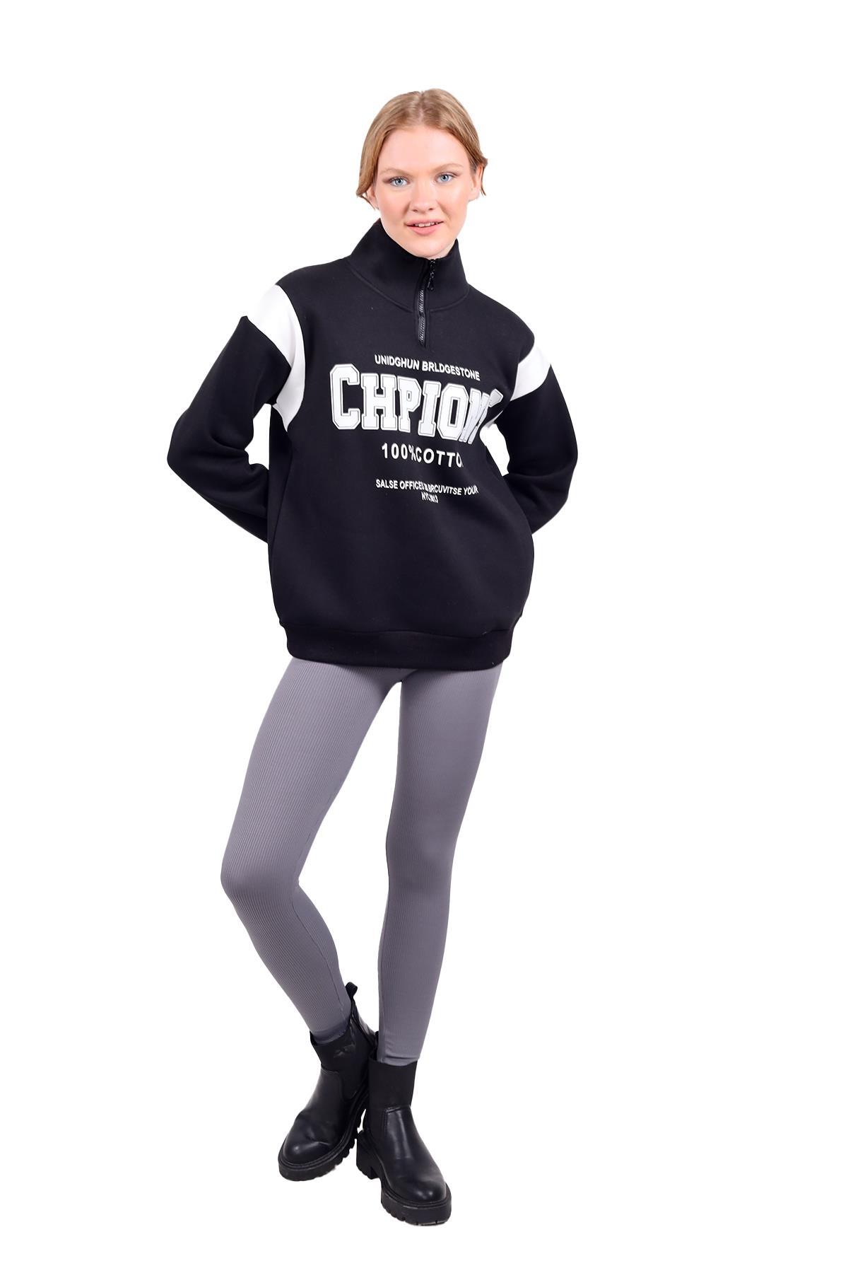 Siyah Yazı Detay Sweat 9168M - 8