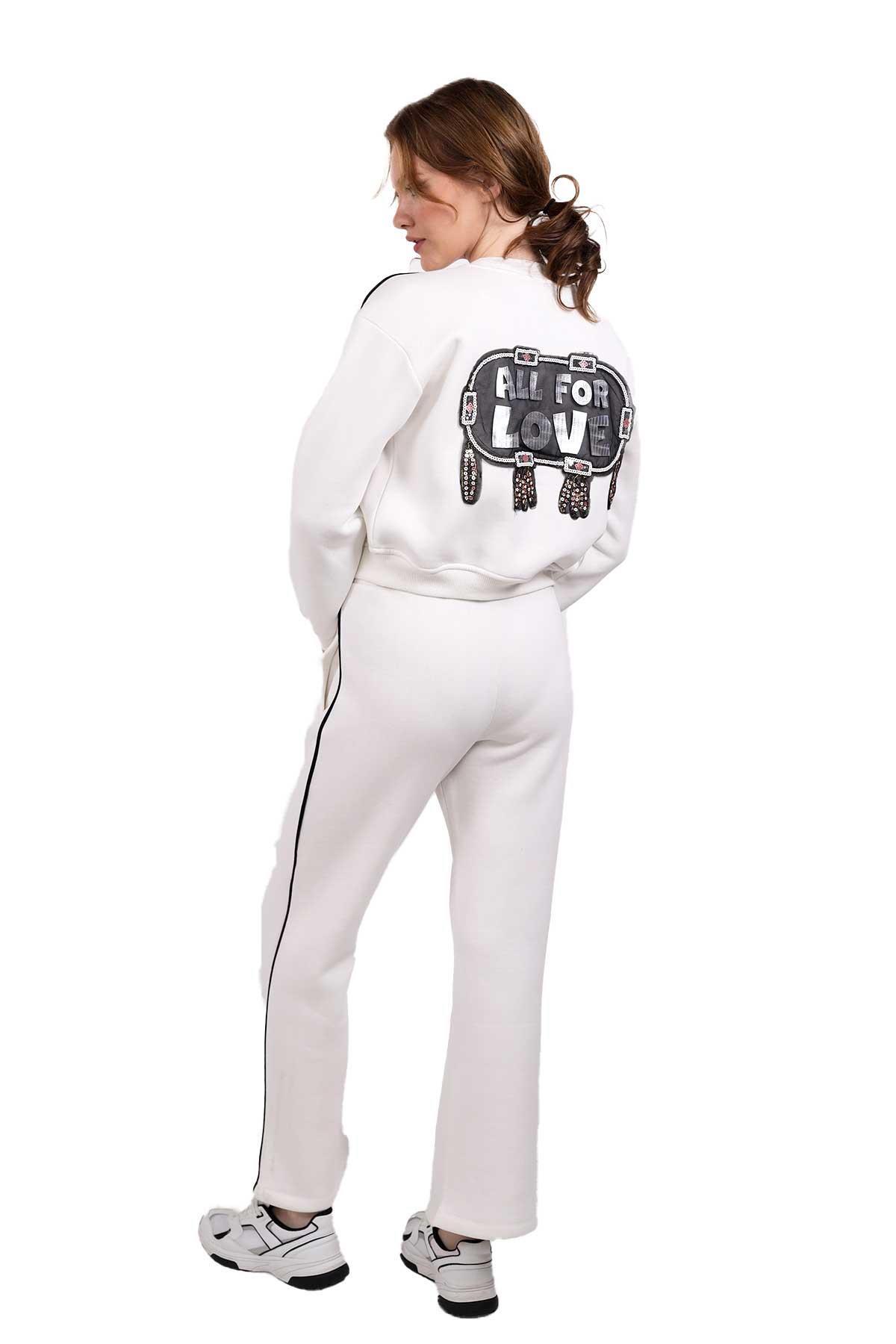 Ekru Arka Baskı Detay Eşofman Takımı 9170M - 6