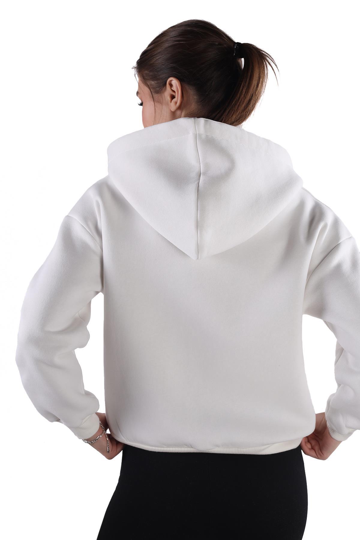 Ekru Fermuar Detay Sweat 9171M - 5