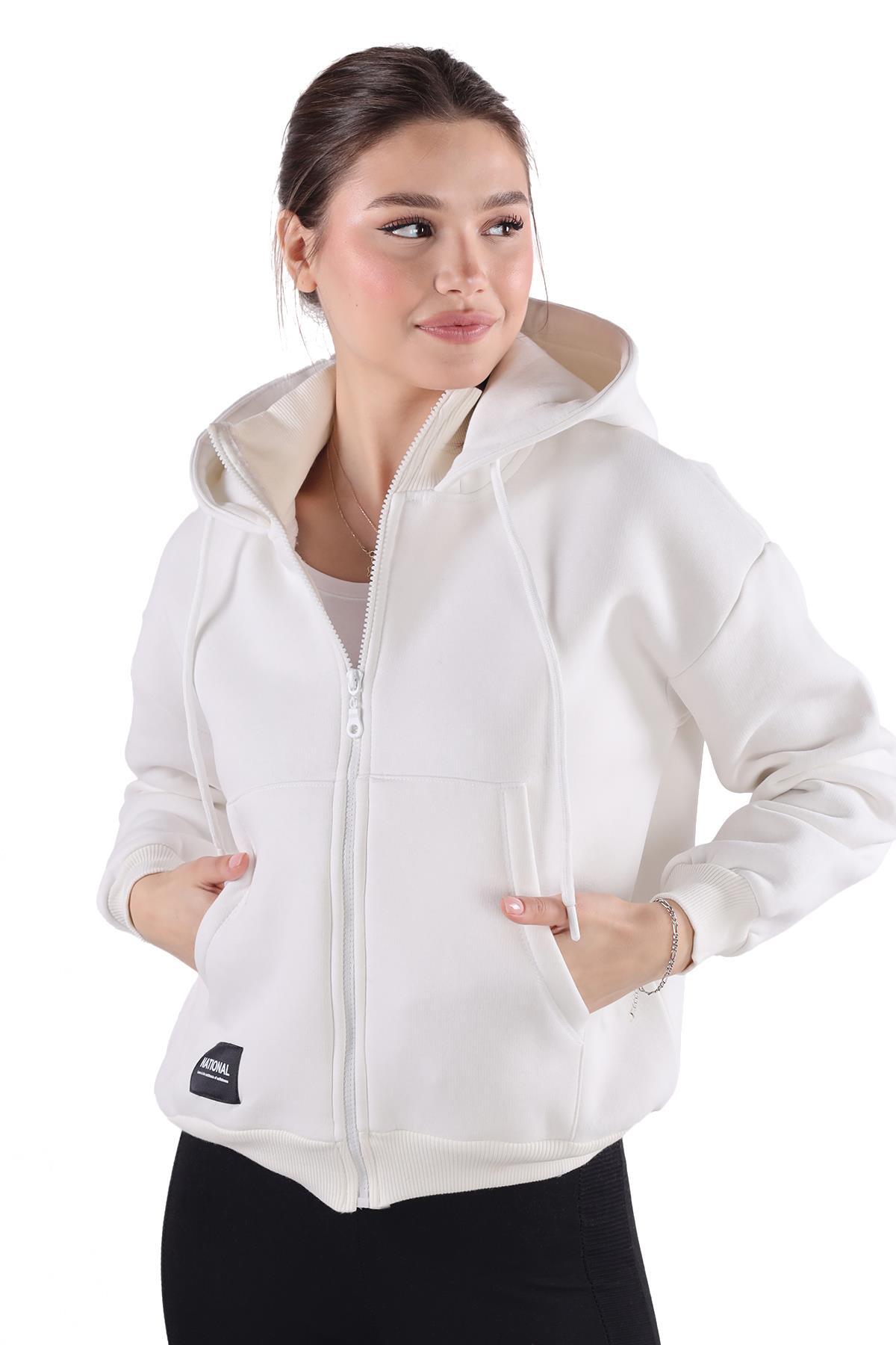 9171M Fermuar Detay Sweat Ekru - 2