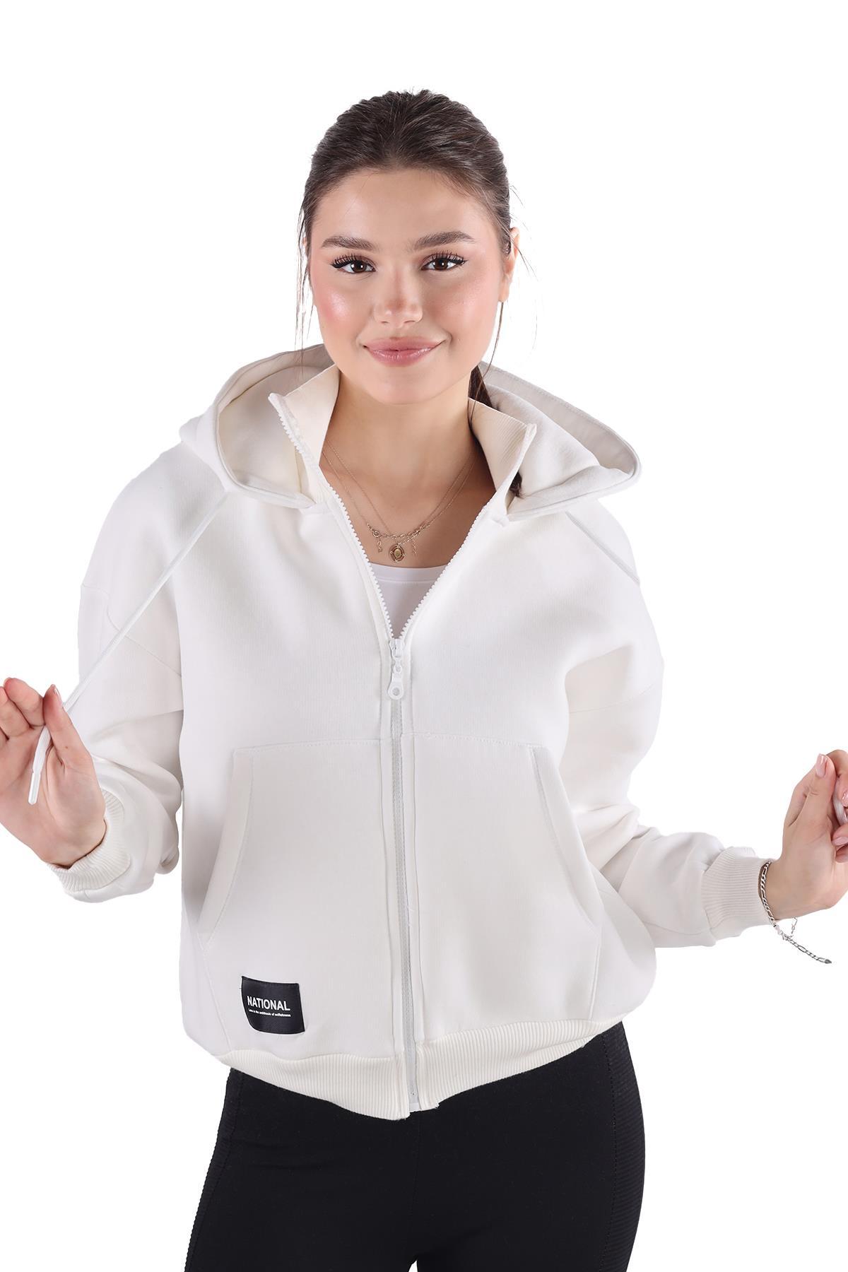 Ekru Fermuar Detay Sweat 9171M - 6