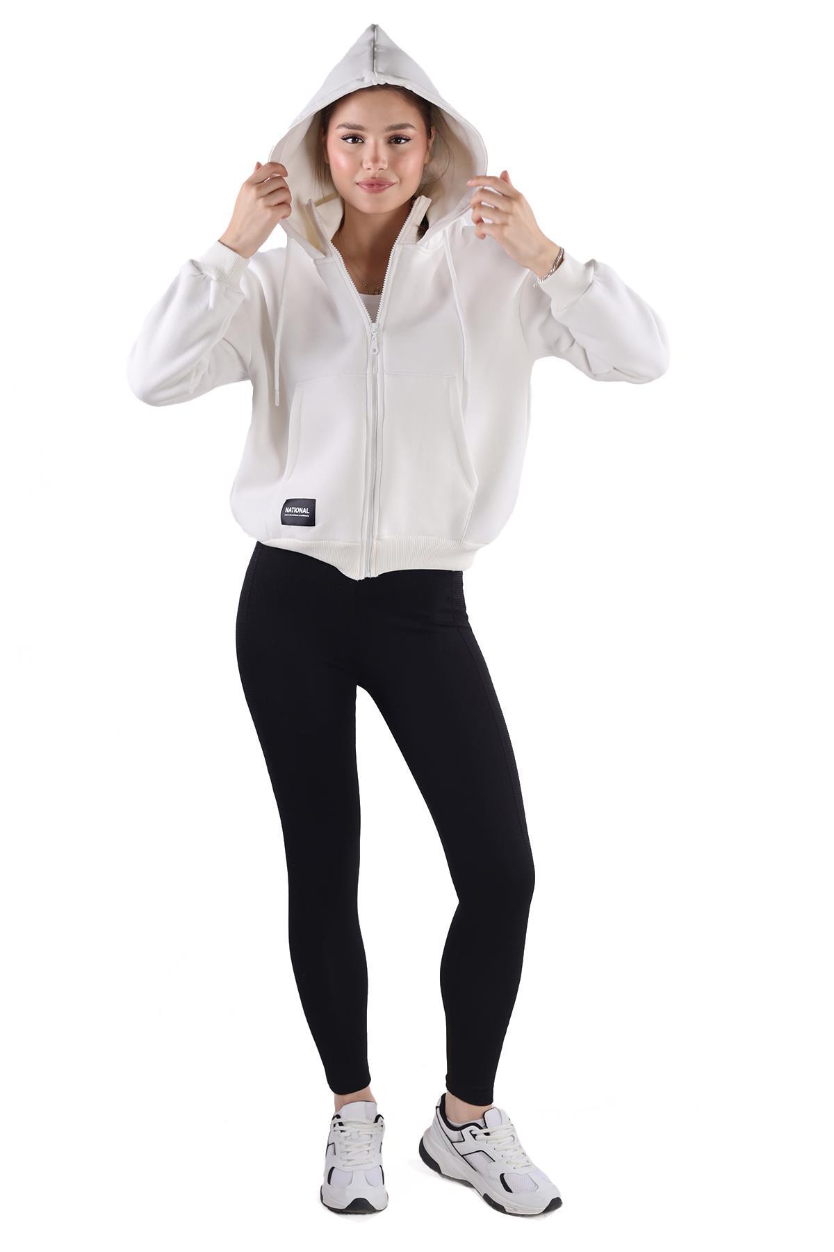 Ekru Fermuar Detay Sweat 9171M - 7