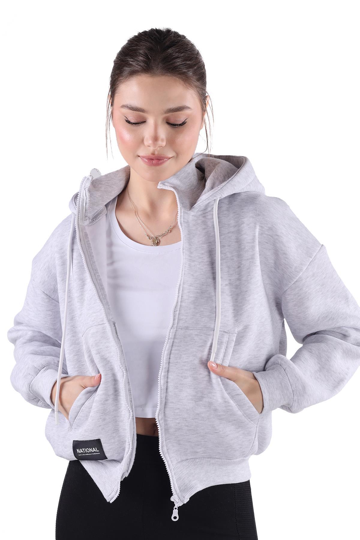 Gri Fermuar Detay Sweat 9171M - 2