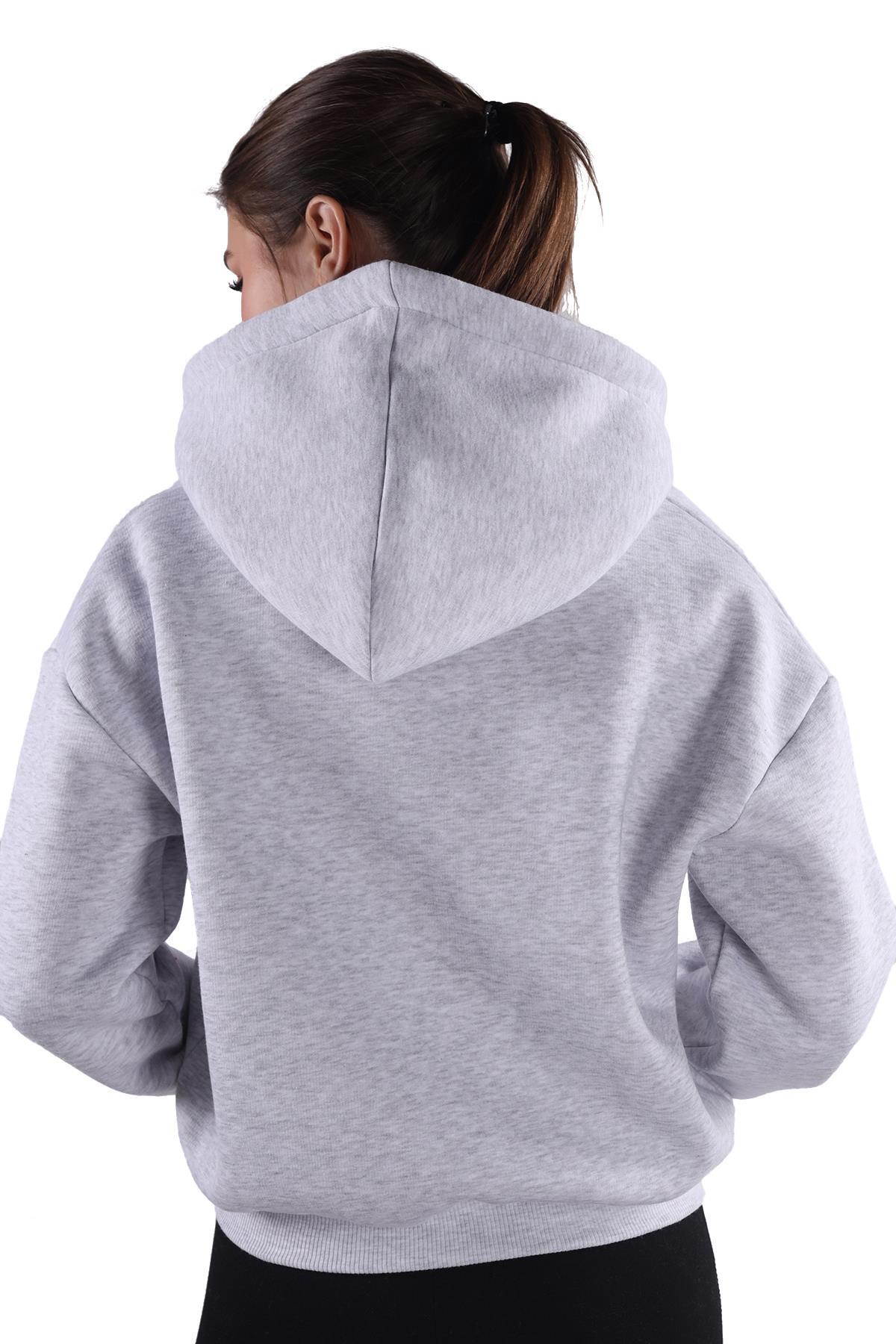 Gri Fermuar Detay Sweat 9171M - 5