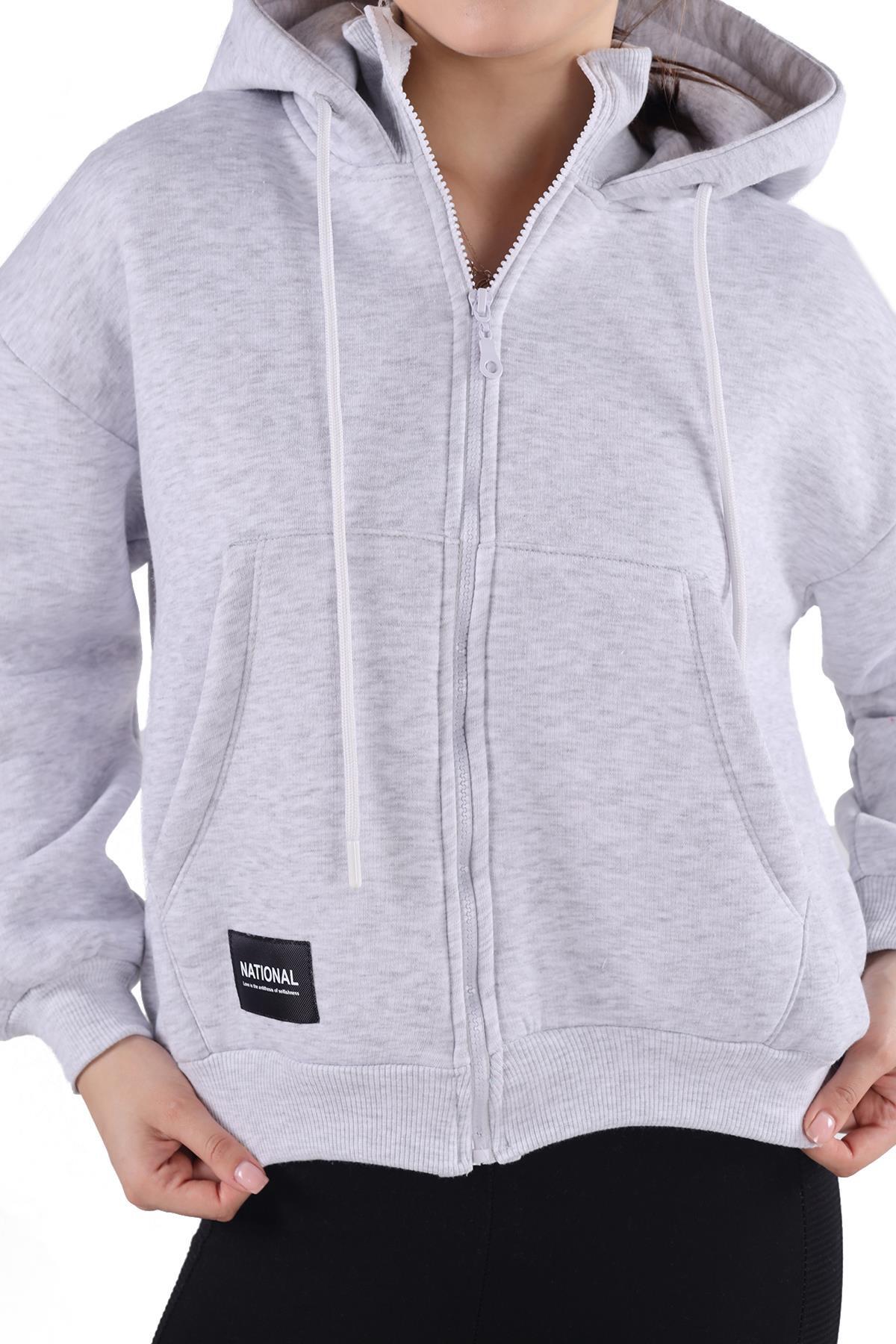 Gri Fermuar Detay Sweat 9171M - 6