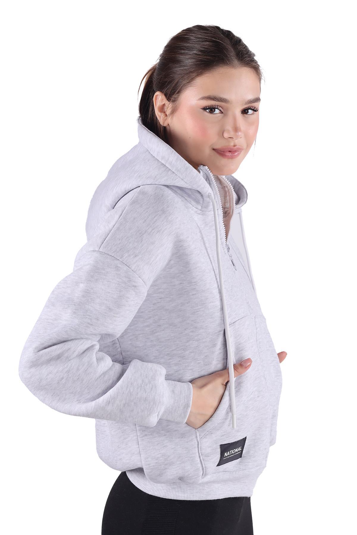 Gri Fermuar Detay Sweat 9171M - 7