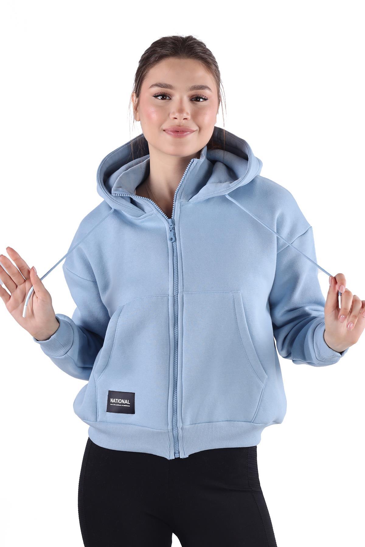 9171M Fermuar Detay Sweat Mavi 