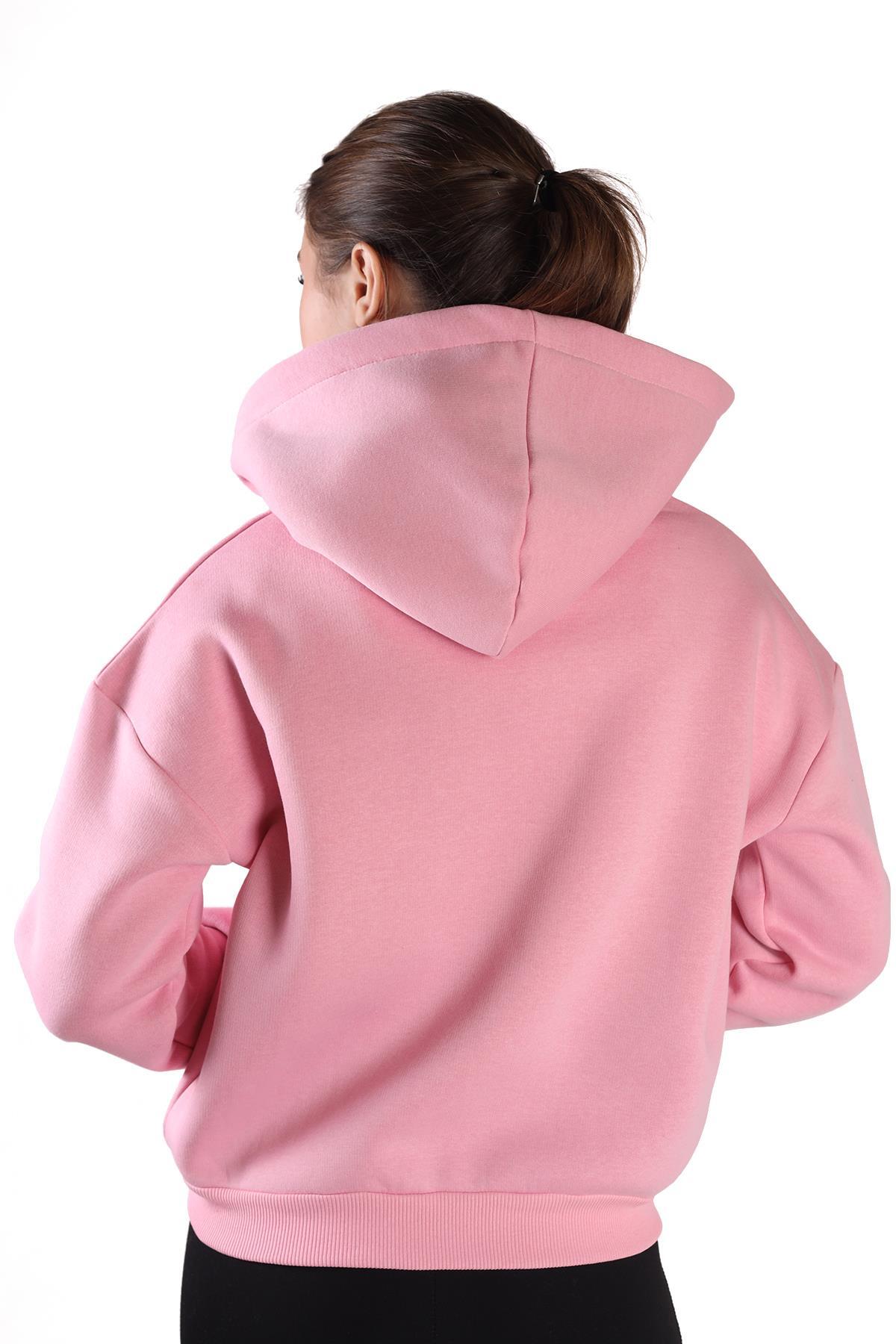 Pembe Fermuar Detay Sweat 9171M - 5