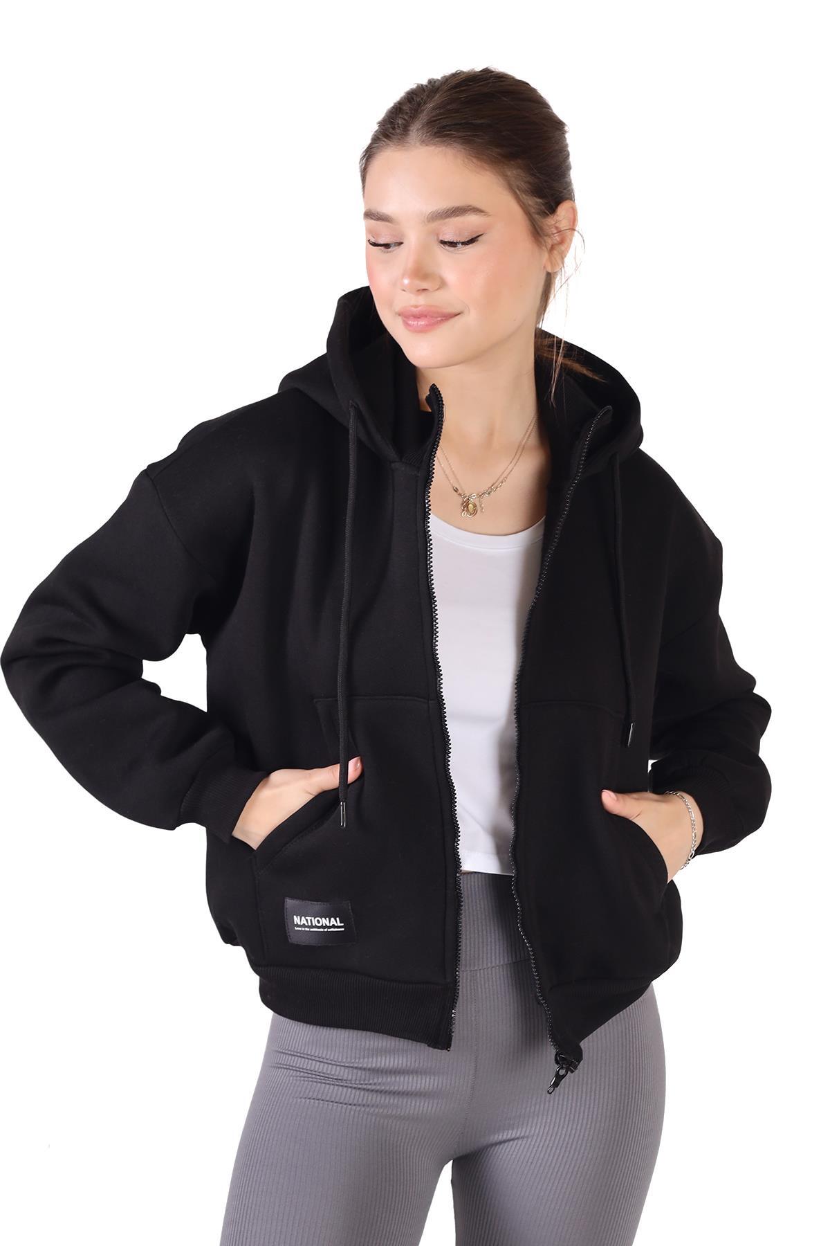 Siyah Fermuar Detay Sweat 9171M - 3