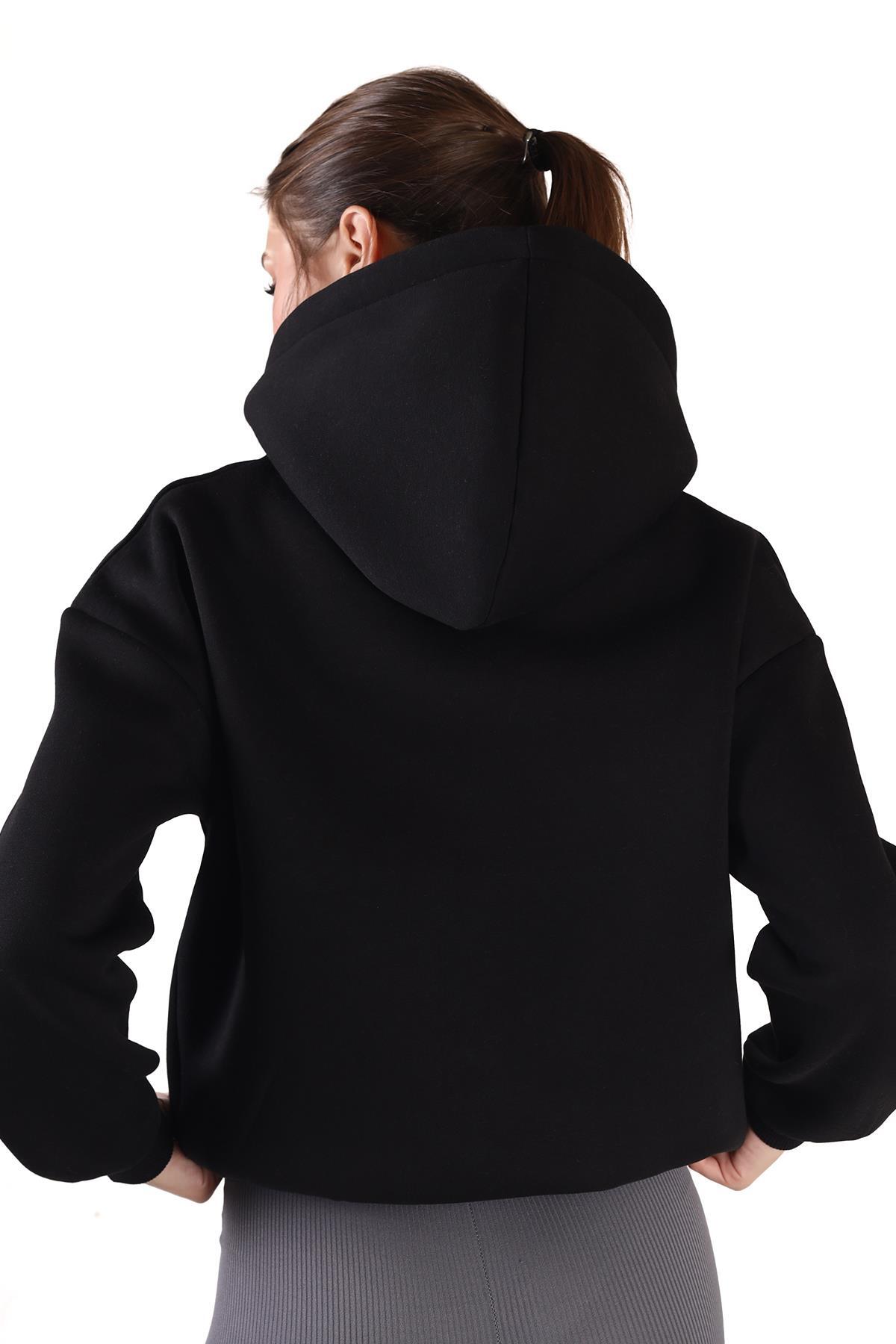 Siyah Fermuar Detay Sweat 9171M - 5