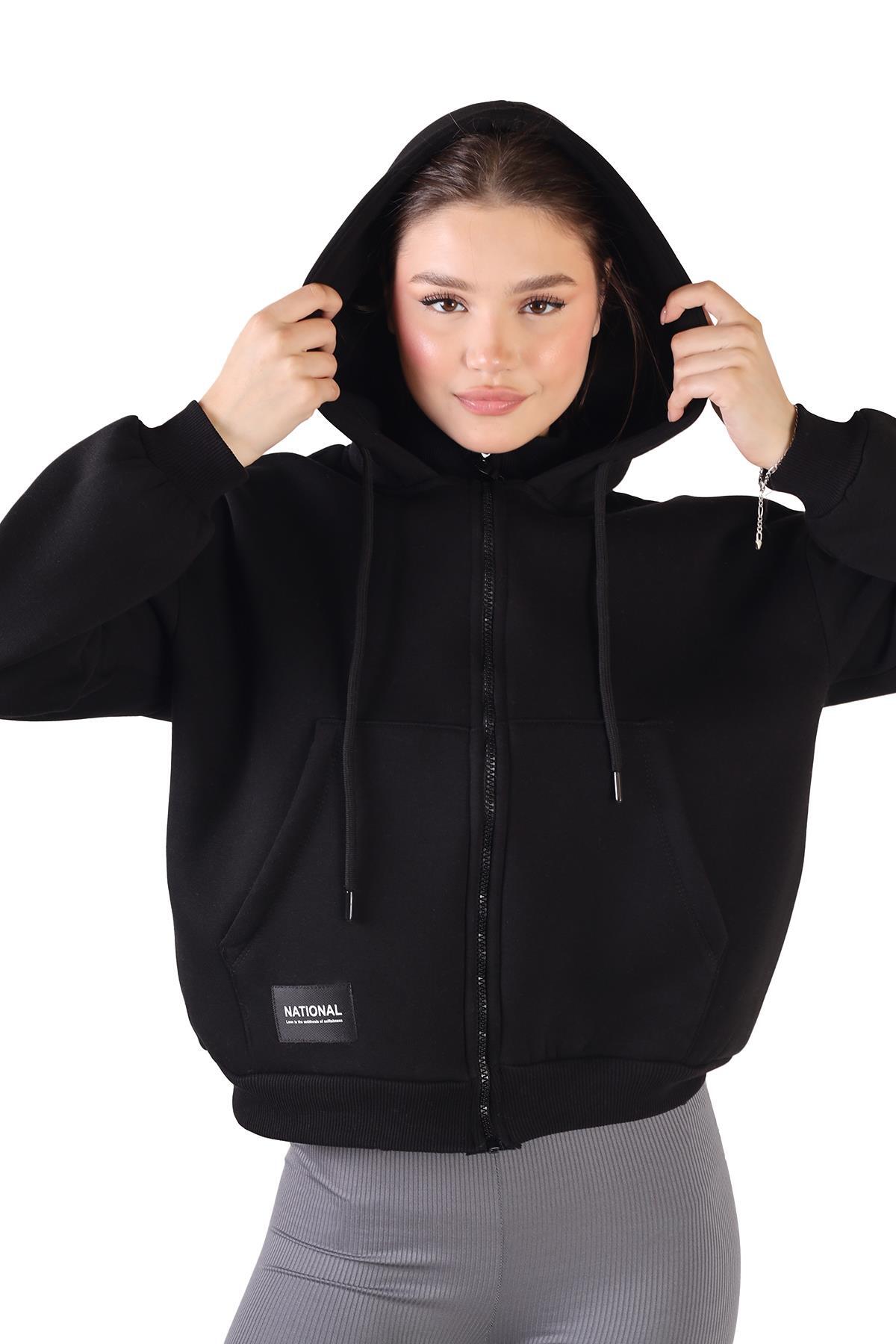 Siyah Fermuar Detay Sweat 9171M - 8