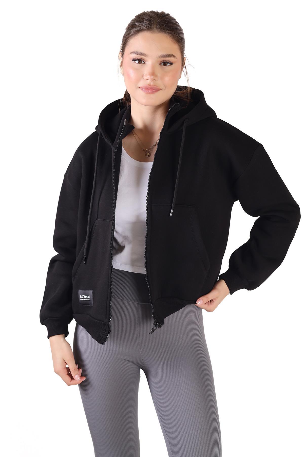 Siyah Fermuar Detay Sweat 9171M - 1