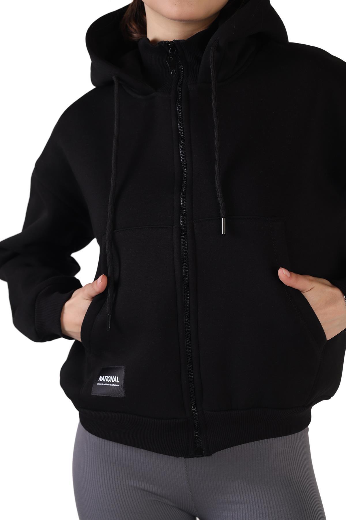 Siyah Fermuar Detay Sweat 9171M - 7