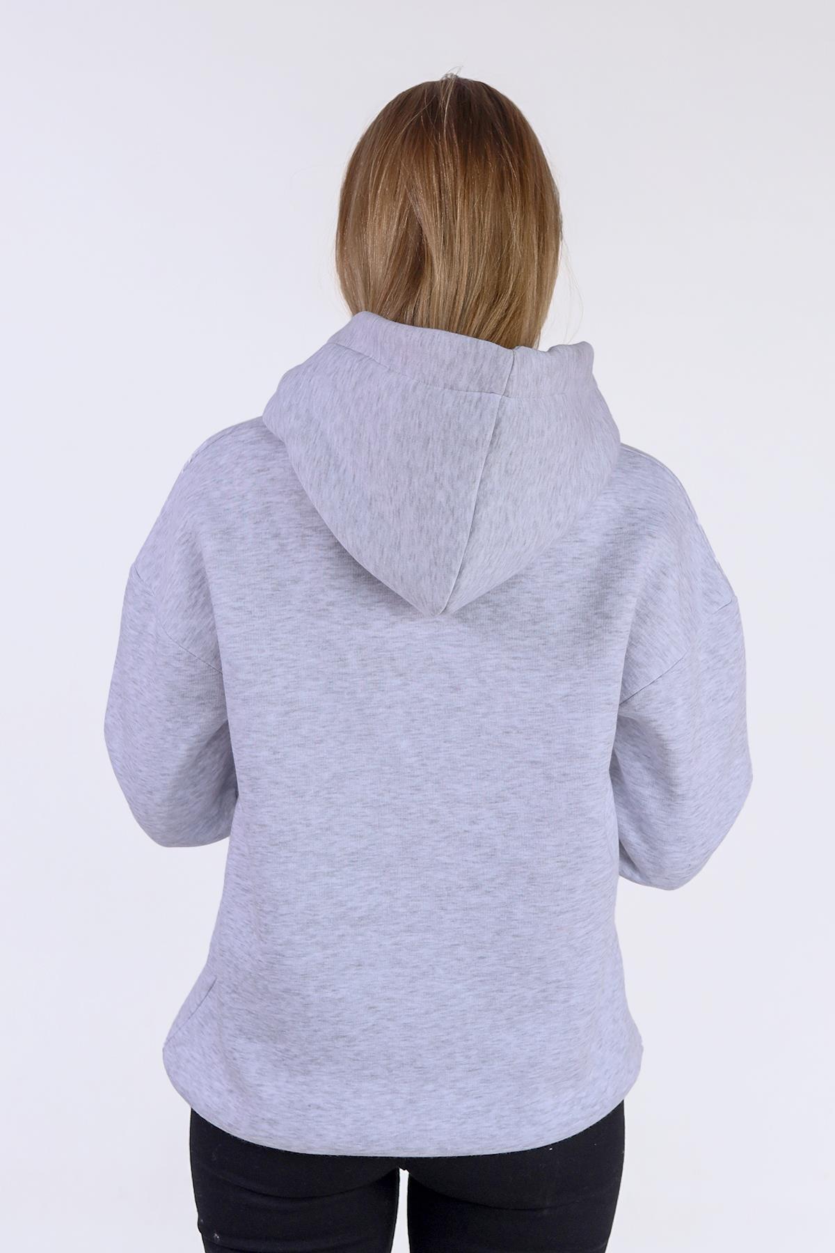 Gri Renkli İpli Kapüşonlu Sweat 9173M - 5