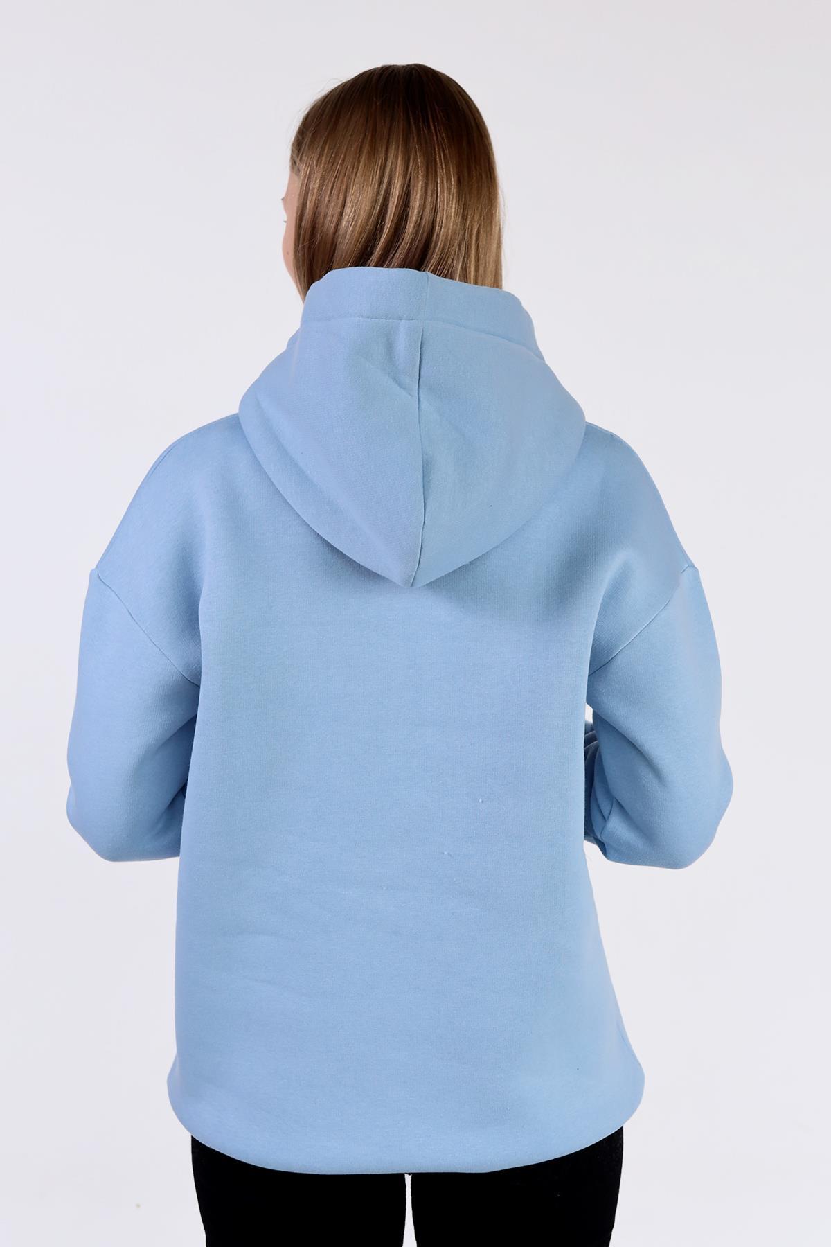 Mavi Renkli İpli Kapüşonlu Sweat 9173M - 5