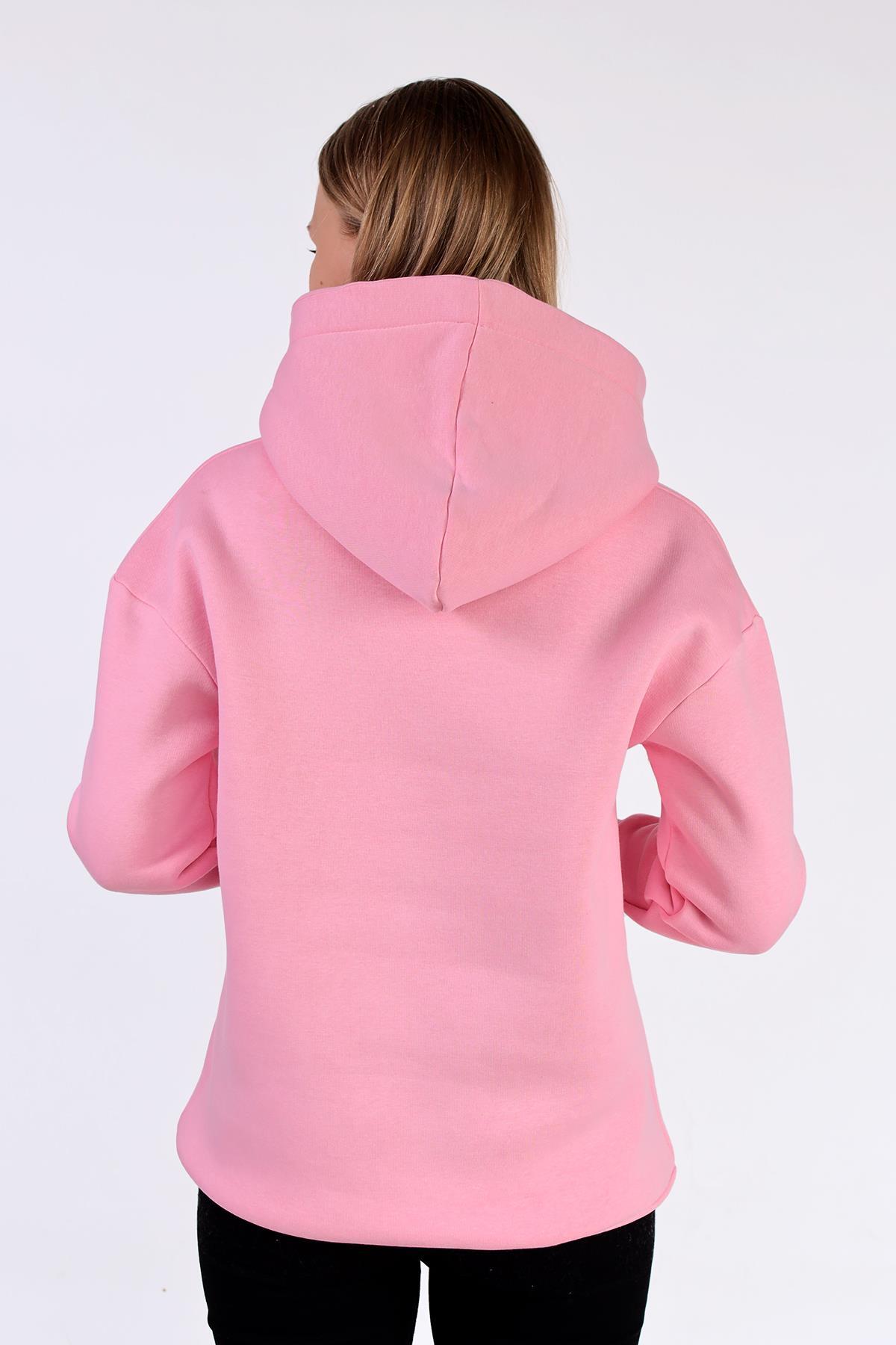 Pembe Renkli İpli Kapüşonlu Sweat 9173M - 5